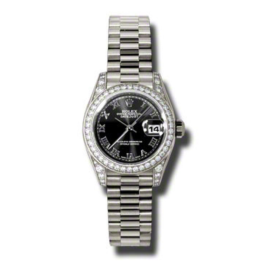 Rolex Lady-Datejust 26 Black Dial 18K White Gold President Automatic Ladies Watch 179159BKRP（Lifetime free warranty+90-days replacement service & Refund!.）
