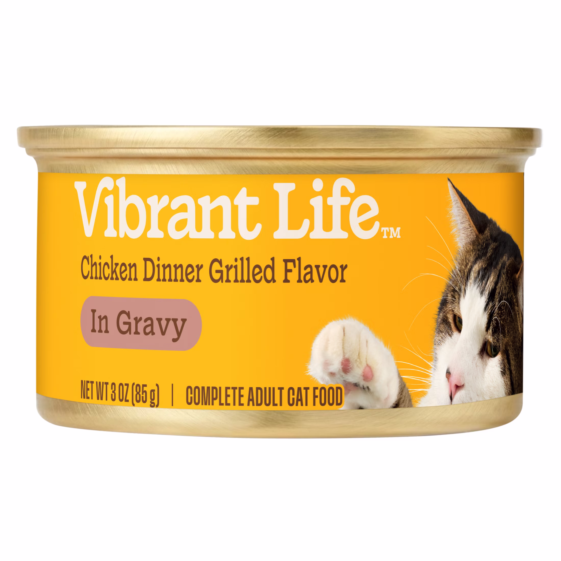 Vibrant Life Chicken Dinner Grilled Flavor Cuts in Gravy Wet Cat Food, 3 oz Can