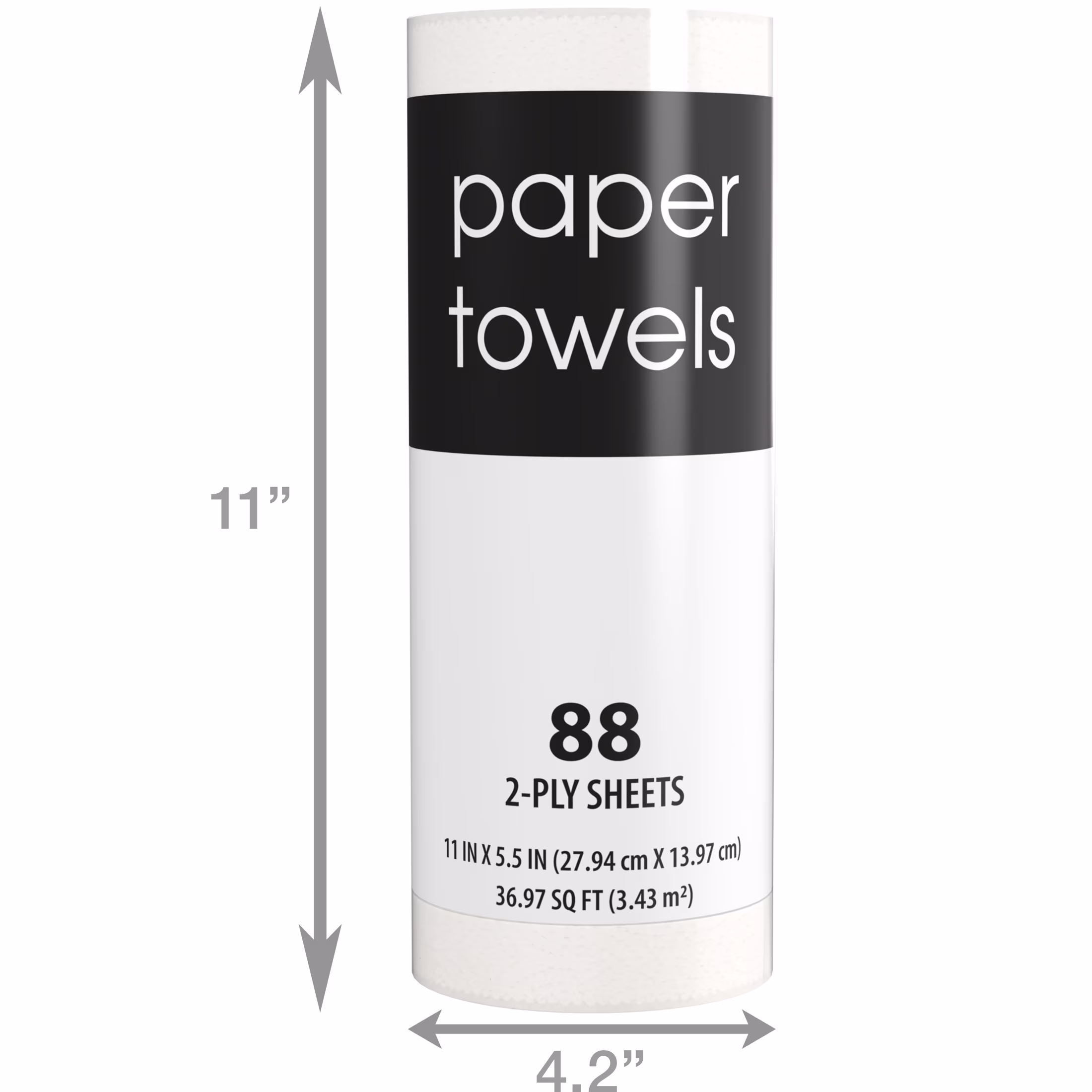 Black and White, 2-Ply Paper Towels, White, 88 Sheets