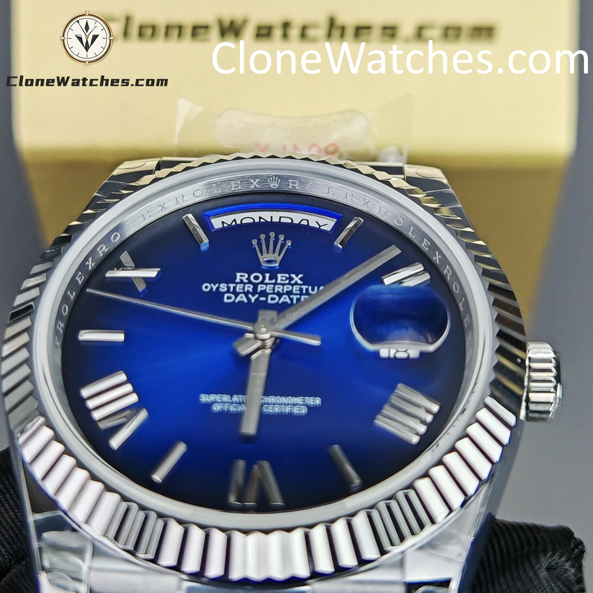Rolex Super Clone Watches 1:1 Day Date Blue Dial 40mm m228239-0076 3255 Movement