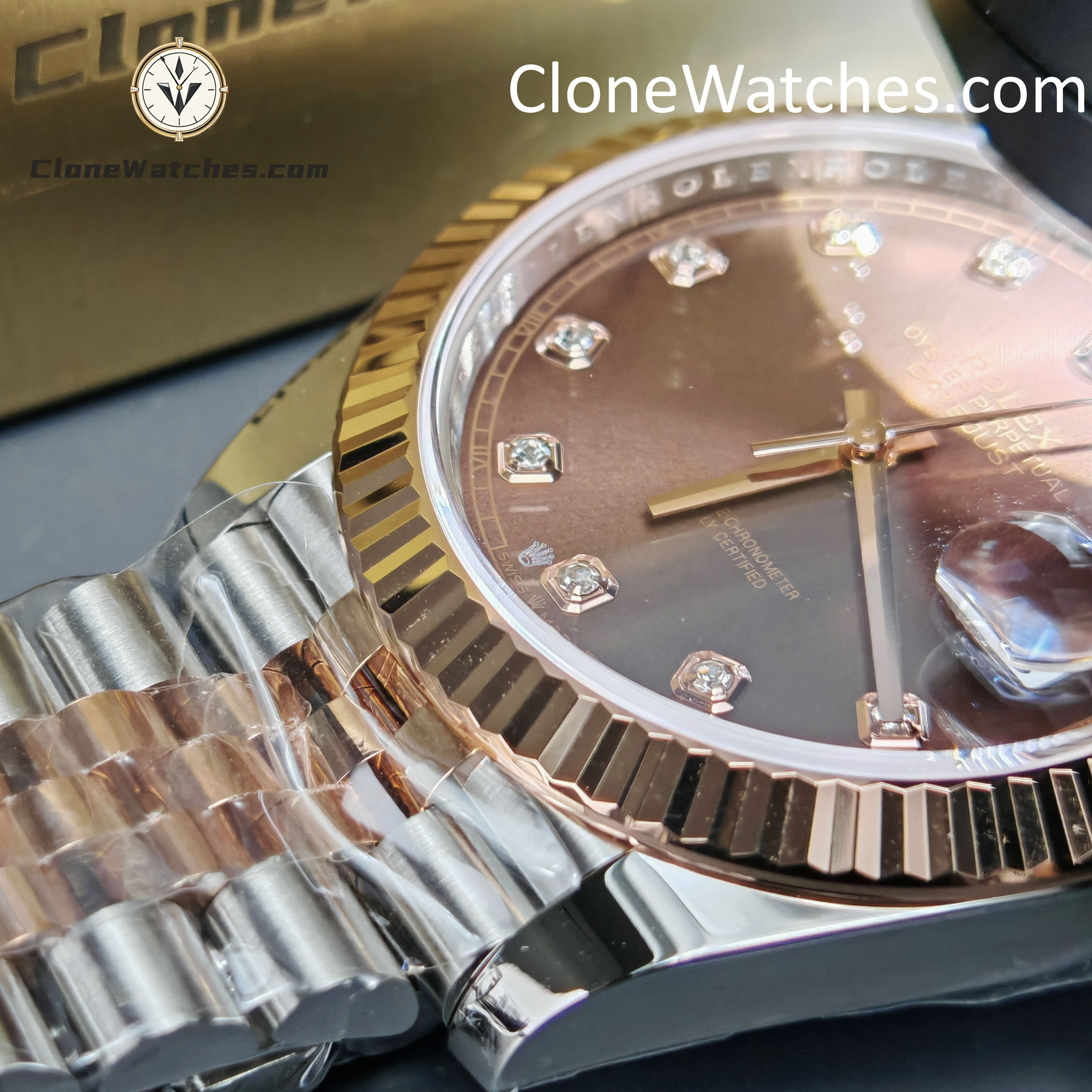 Rolex Super Clone Watches 1:1 DateJust Chocolate Diamond Dial Jubilee 41MM M126331-0004 3235 Movement
