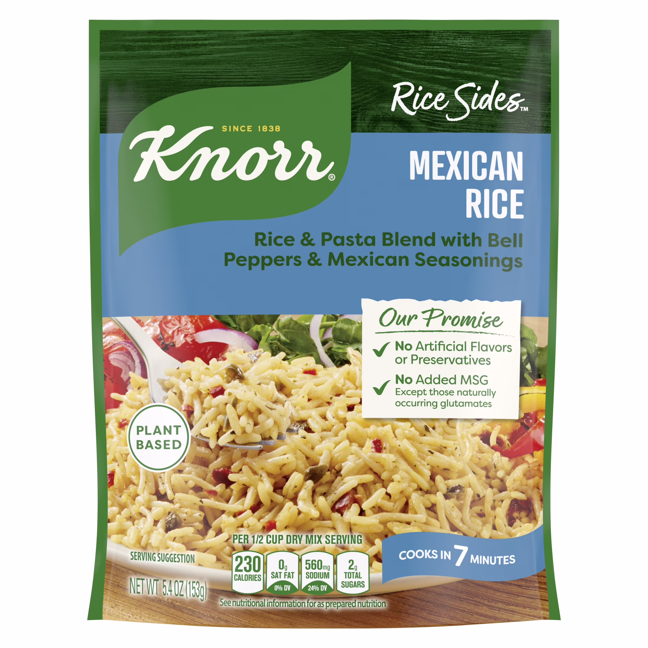 (8 pack) Knorr Rice Sides Mexican Rice Made with No Artificial Flavors, 5.4 Oz Pouch