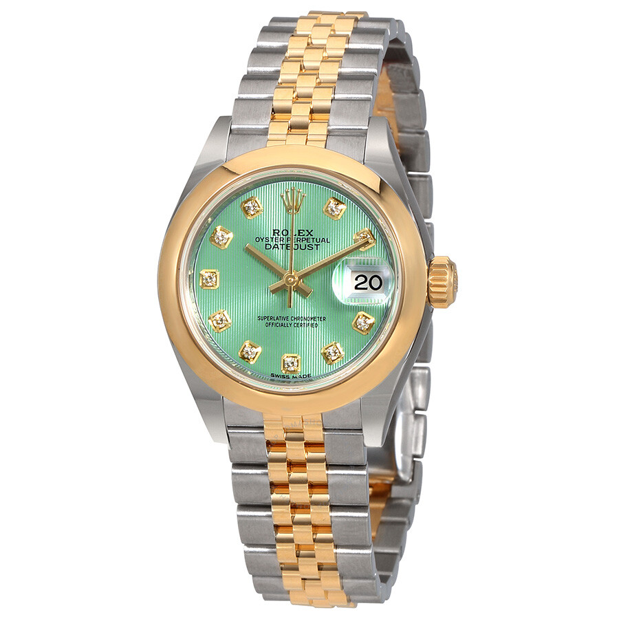 Rolex Lady Datejust 28 Mint Green Steel and 18kt Yellow Gold Jubilee Watch 279163GNDJ（Lifetime free warranty+90-days replacement service & Refund!.）