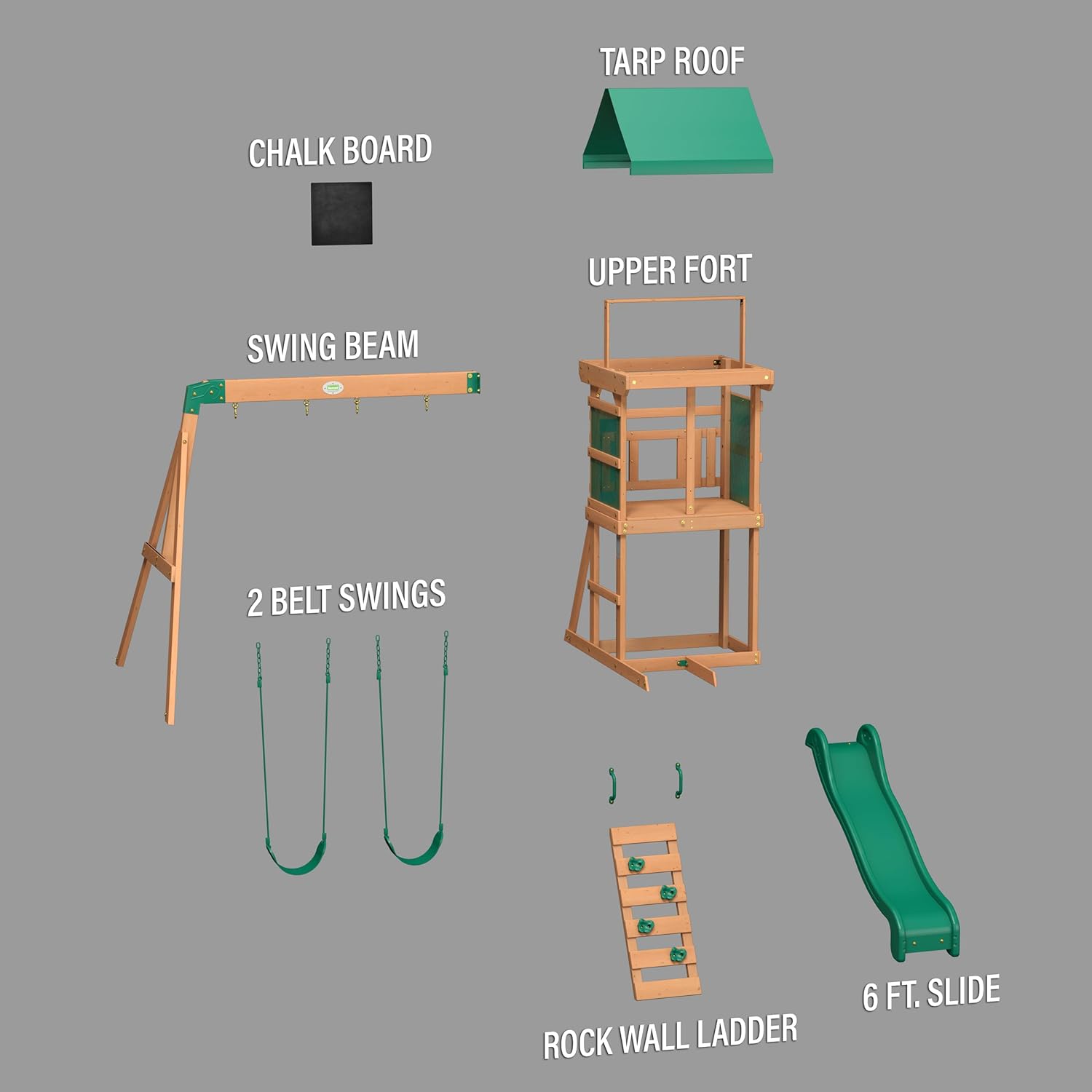 Aire de jeux en bois maisonnette extérieur balançoire toboggan bac à sable