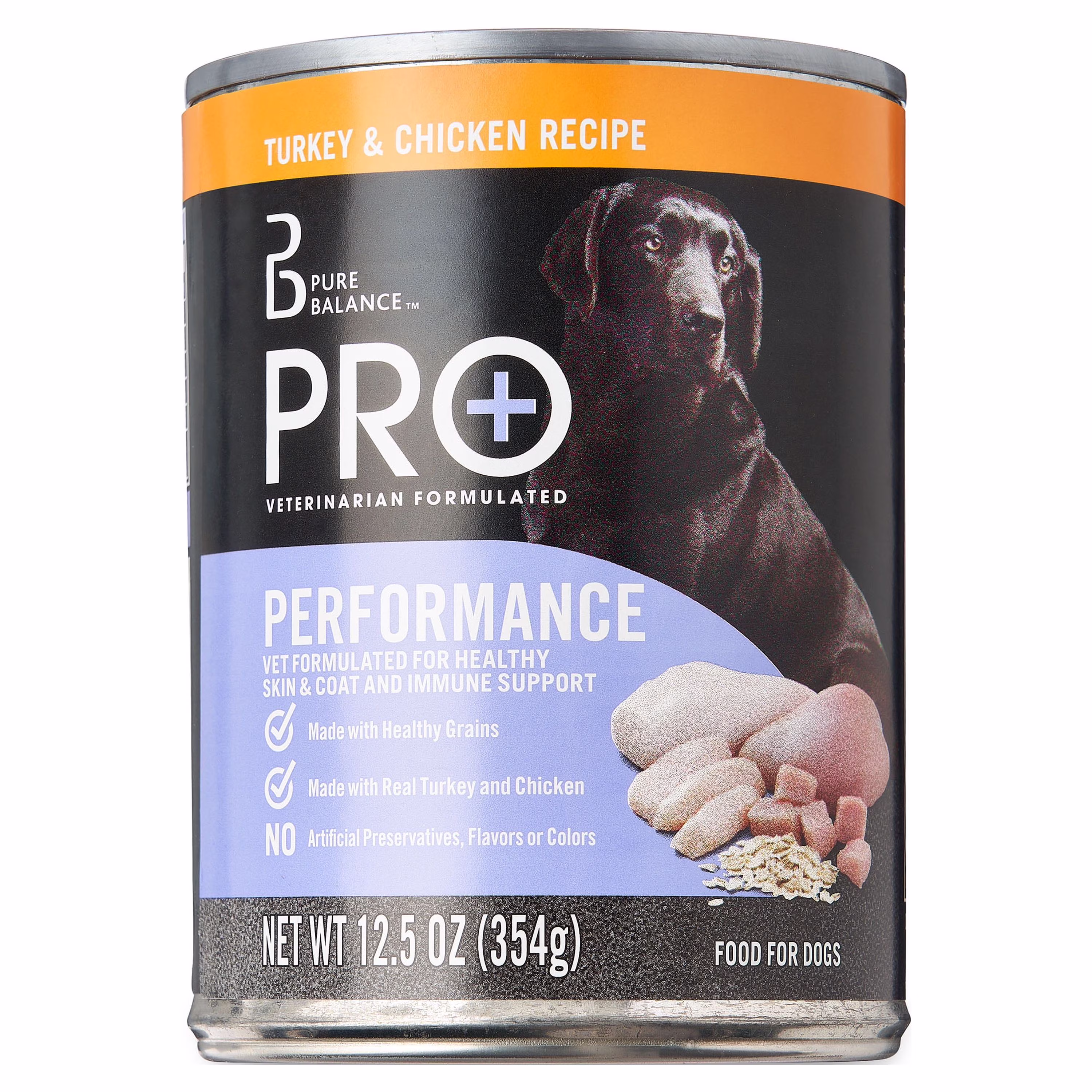 Pure Balance Pro+ Performance Turkey & Chicken Recipe Cuts in Gravy Wet Dog Food, 12.5 oz Can