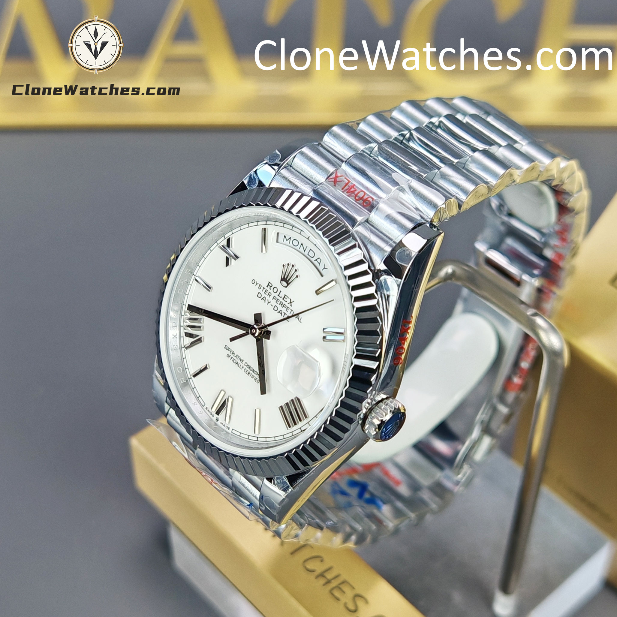 Rolex Super Clone Watches 1:1 Day Date White Dial 40mm m228239-0046 3255 Movement