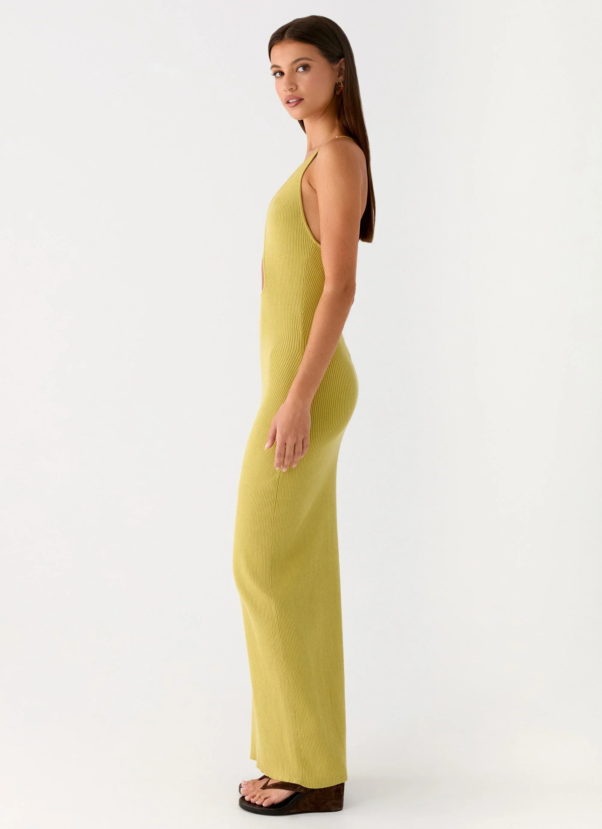 Hold On Tight Knit Maxi Dress - Olive