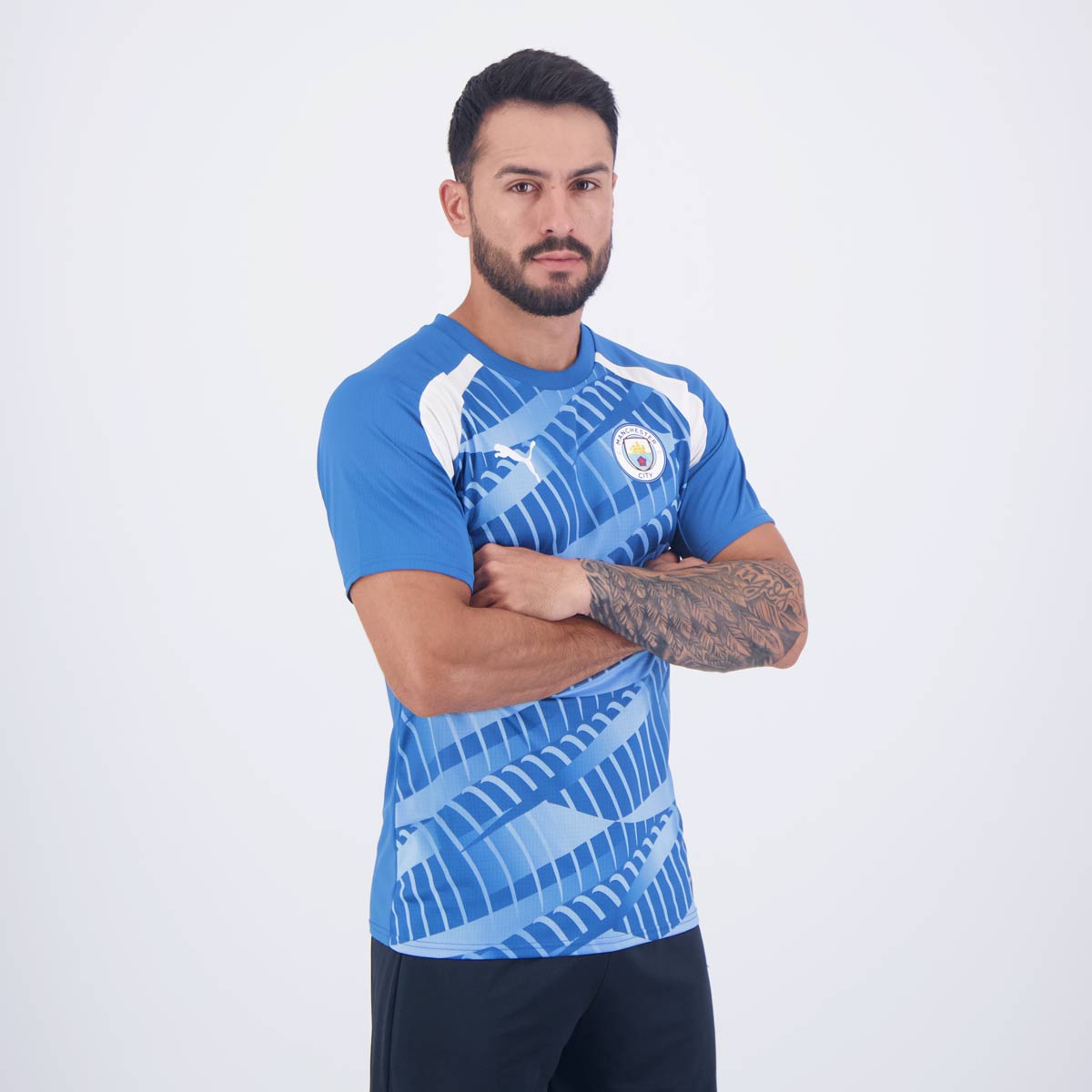 Camisa Puma Manchester City Pré-Jogo 2024 Azul e Branca
