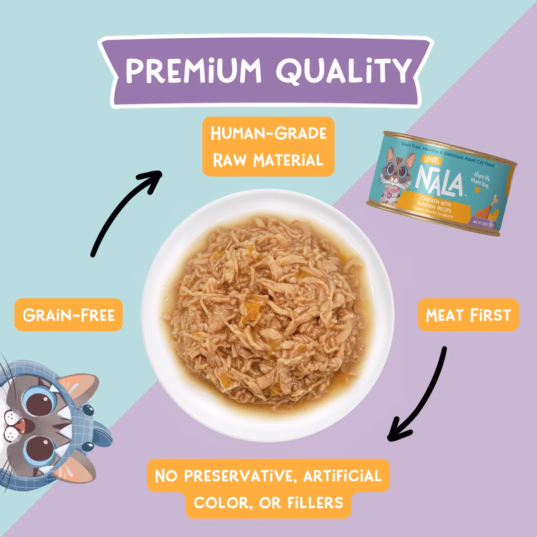 (6 pack) Love, Nala Flaked Chicken with Pumpkin Recipe in Broth Adult Wet Cat Food
