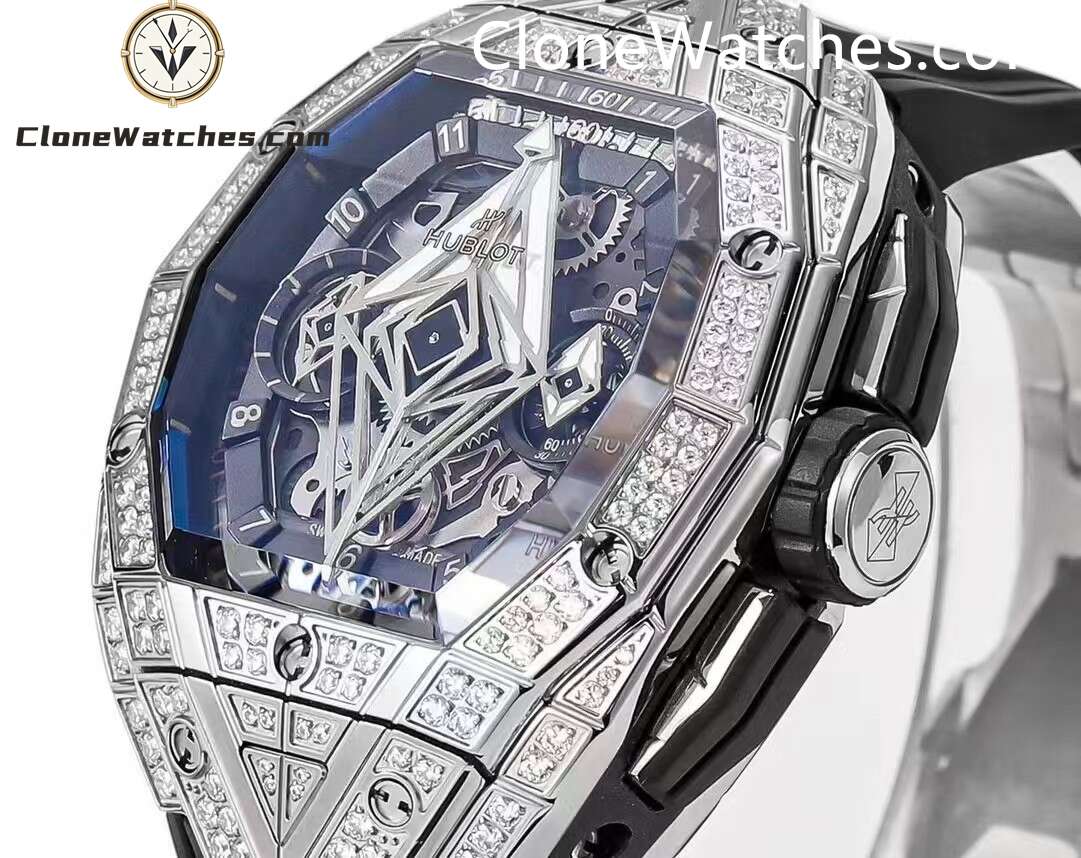 Hublot Super Clone Watches 1:1 Spirit of Big Bang Sang Bleu Titanium Pavé 648.NX.0107.RX.1604.MXM23
