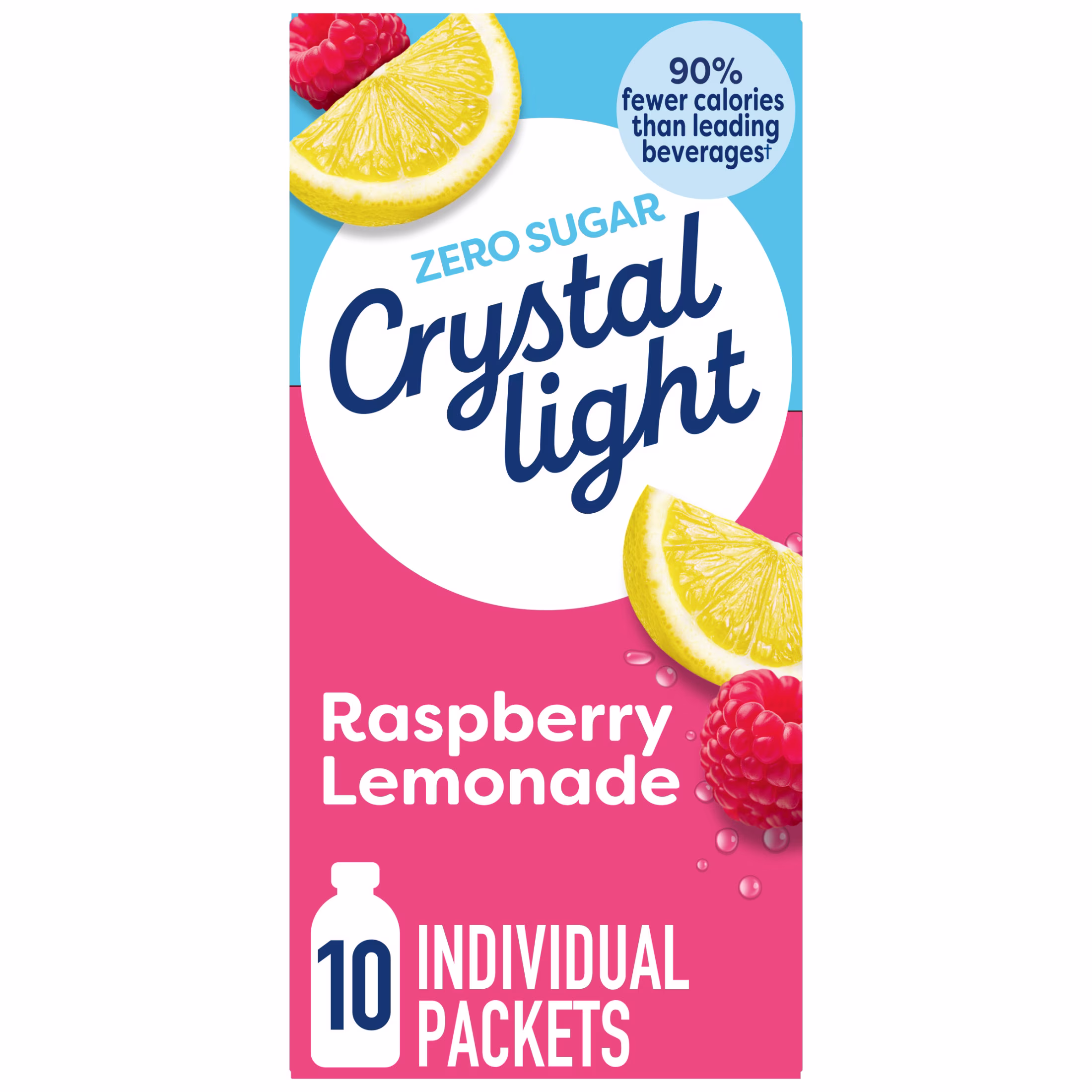 (12 pack) Crystal Light Drink Mix, 10 Packets, for Convenient On-the-Go Flavorful Hydration, Raspberry Lemonade artificial flavor, Zero Sugar, 0.8 oz