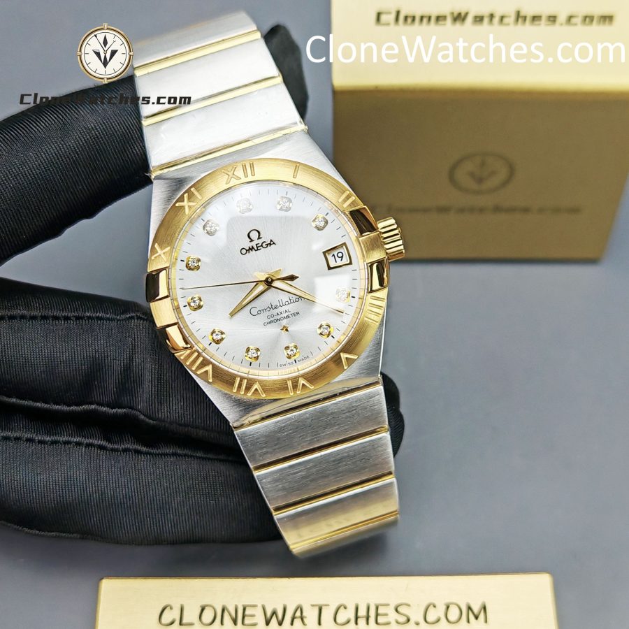 OMEGA Super Clone Watches 1:1 Constellation steel �� 18k gold on steel 123.20.35.20.52.002 35mm