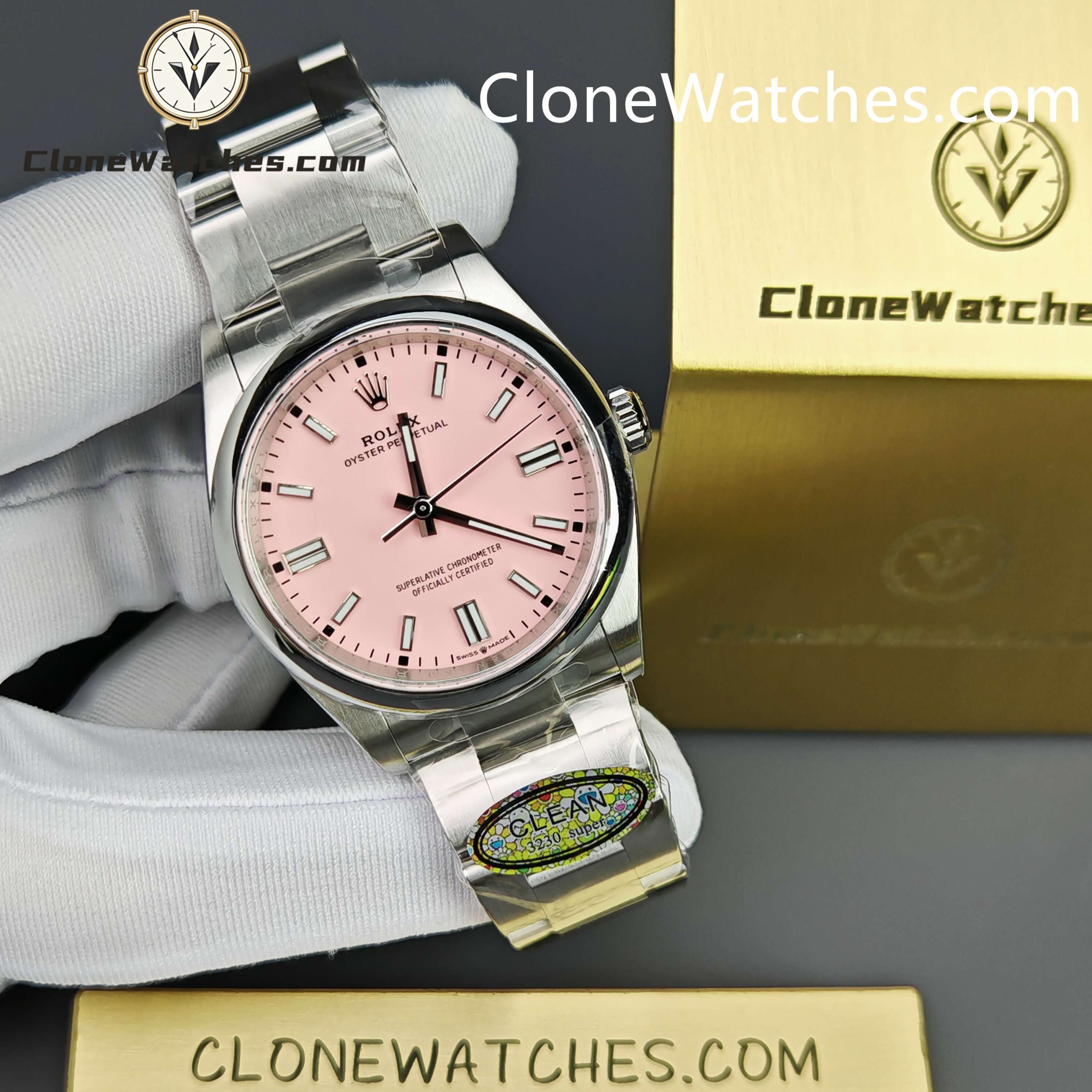 Rolex Super Clone Watches 1:1 Oyster Perpetual Pink Dial 36mm M126000-0008 3230 Movement