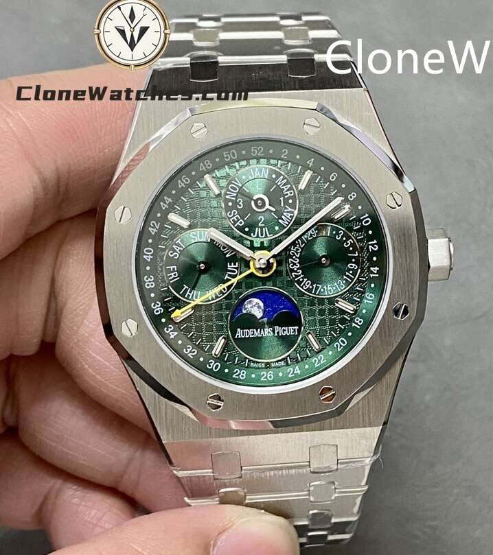 Audemars Piguet Super Clone Watches 1:1 Royal Oak Perpetual Calendar Green Dial 26606ST 41MM