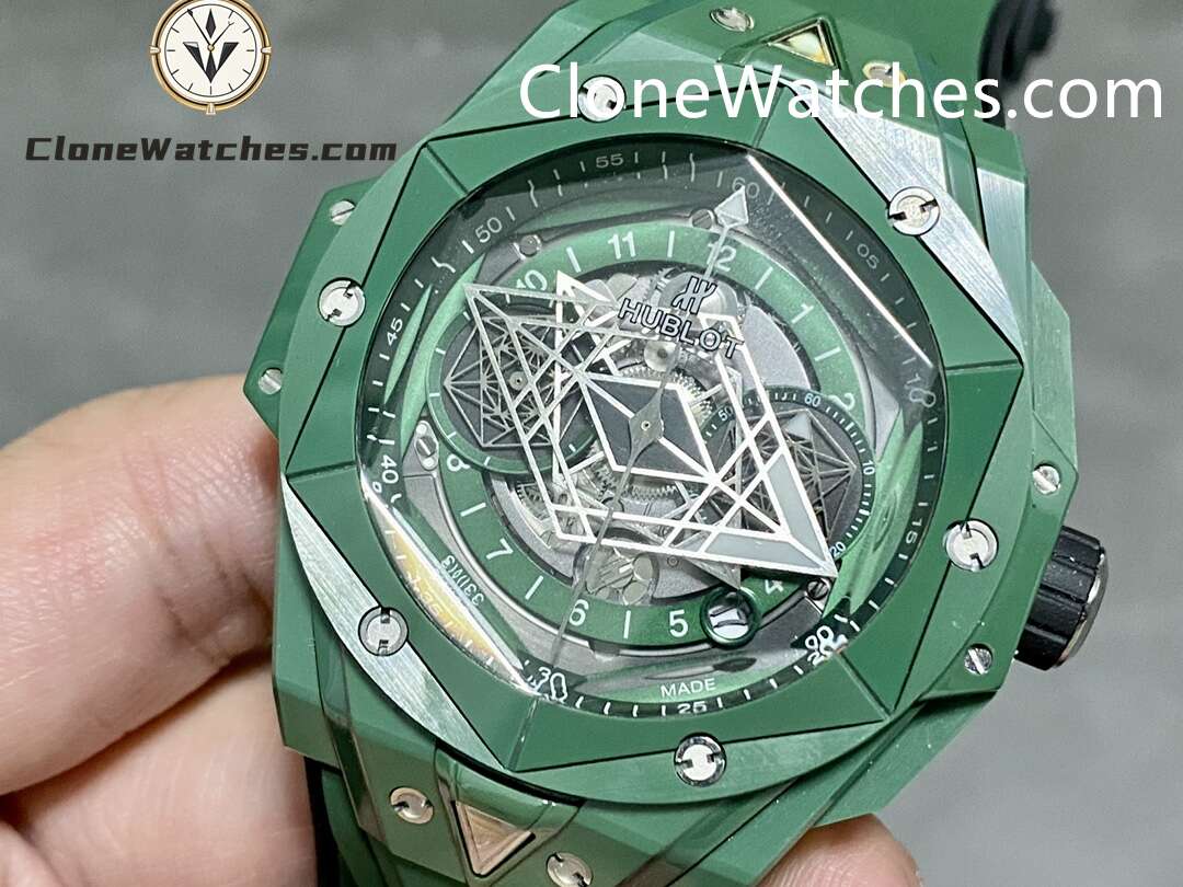Hublot Super Clone Watches 1:1 Big Bang Unico Sang Bleu II GREEN CERAMIC 45MM 418.GX.5207.RX.MXM22