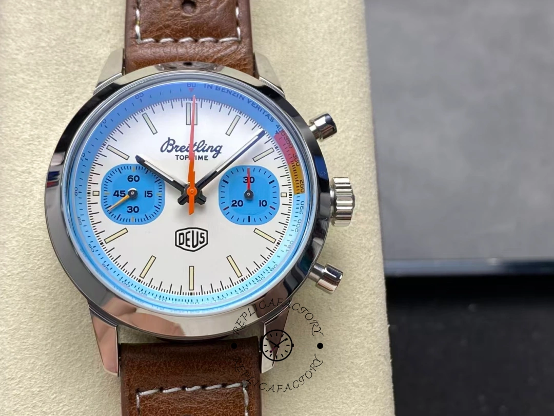 Breitling Top Time Deus L.E. 41MM White Dial Leather Strap A233112A1A1X1 Replica