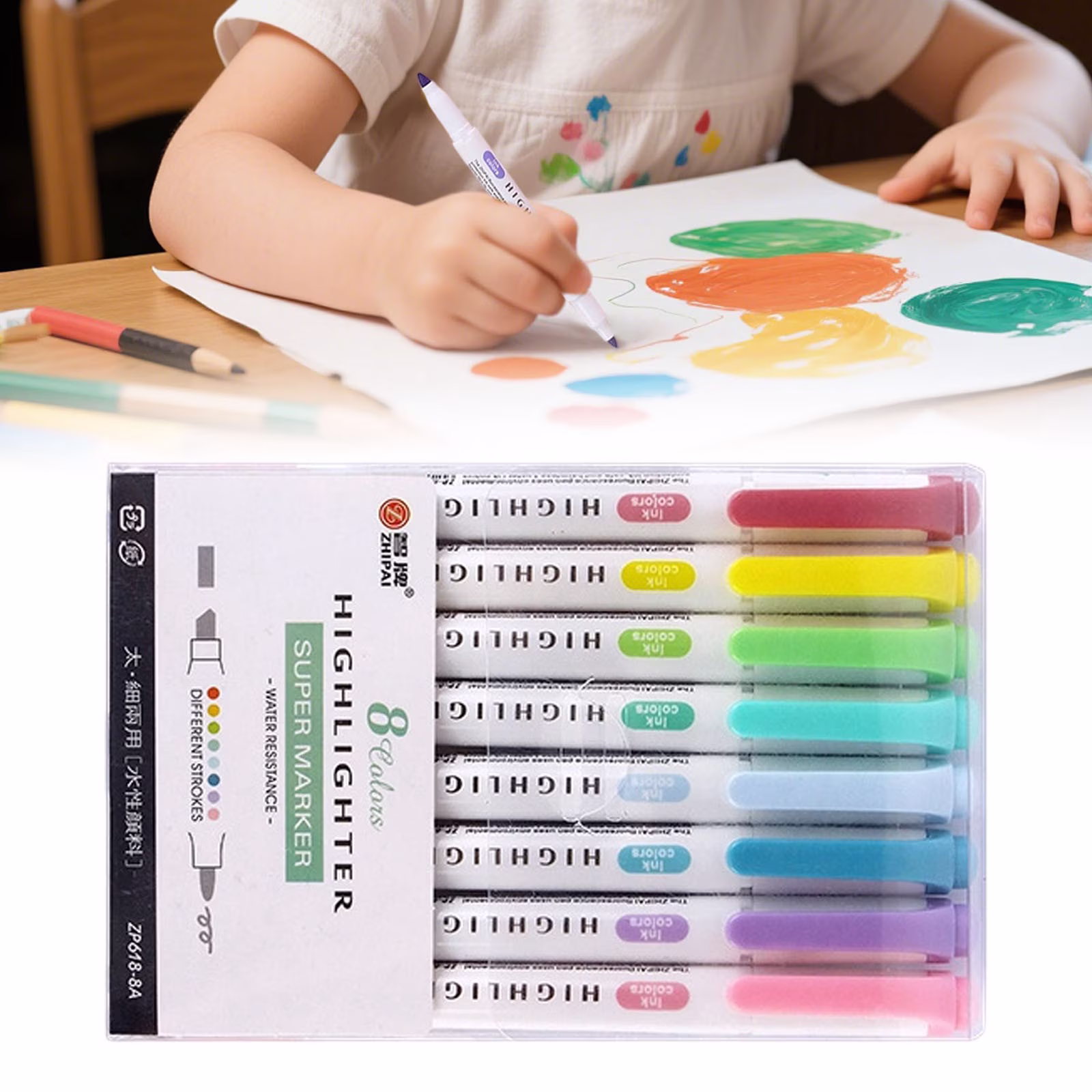8 Color Dual Tip Highlighters Assorted Colors,Mildliner Highlighters,Pastel Bible Highlighters Bulk Colored Cute Gel High Lighters Aesthetic Highlighters Pastel Supplies No Bleed Journaling Kit