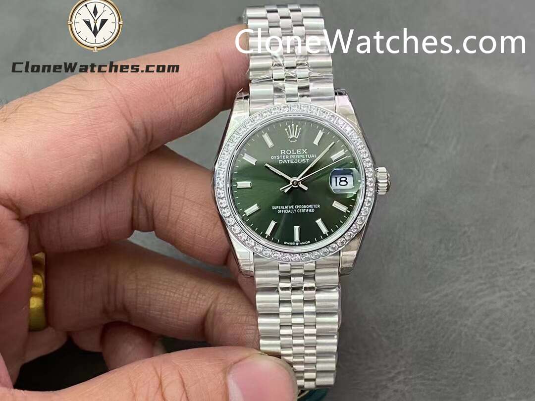 Rolex Super Clone Watches 1:1 DateJust Green Dial m278384rbr-0022 Jubilee 31MM 2236 Movement