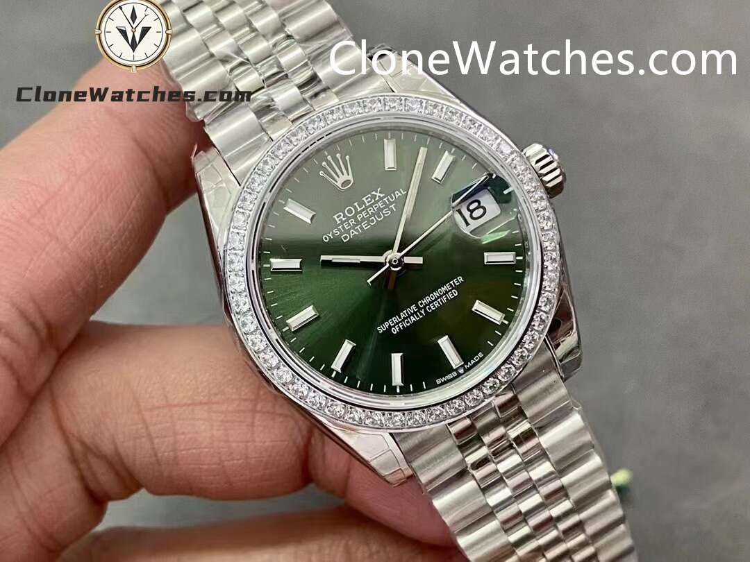 Rolex Super Clone Watches 1:1 DateJust Green Dial m278384rbr-0022 Jubilee 31MM 2236 Movement