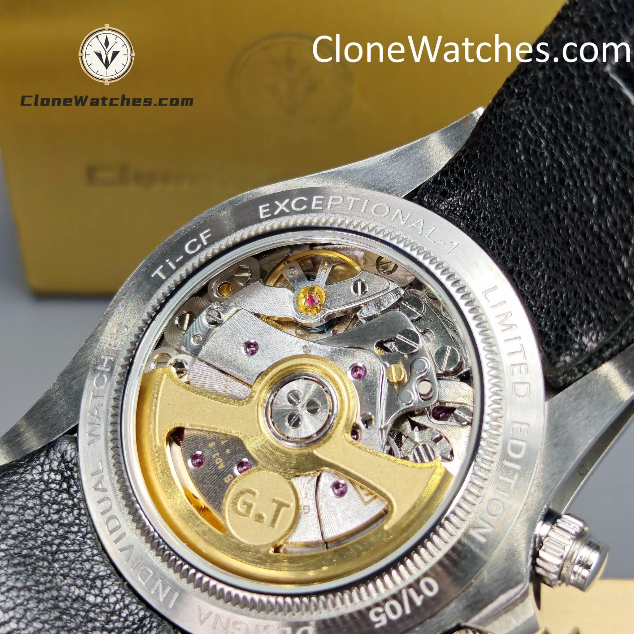 Modified Super Clone Watches 1:1 DiW Rolex Daytona “EXCEPTIONAL UNIQUE” 4130 Movement Black Strap
