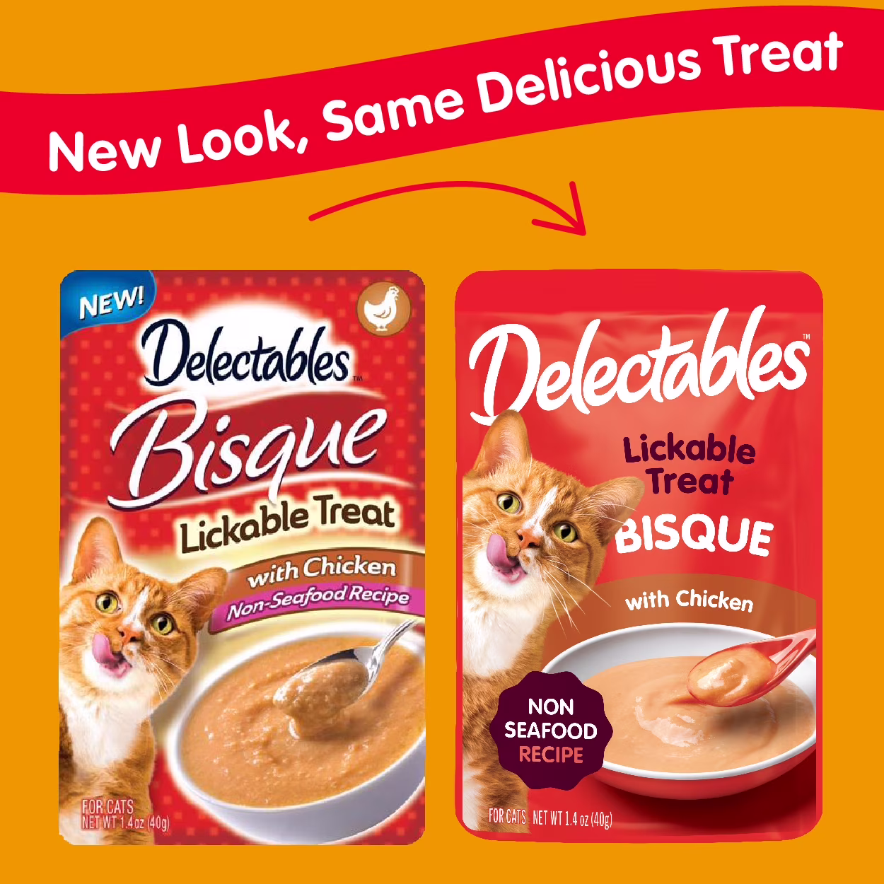 Hartz Delectables Bisque Non-Seafood Lickable Wet Cat Treats, Chicken - 1.4oz, One Pouch