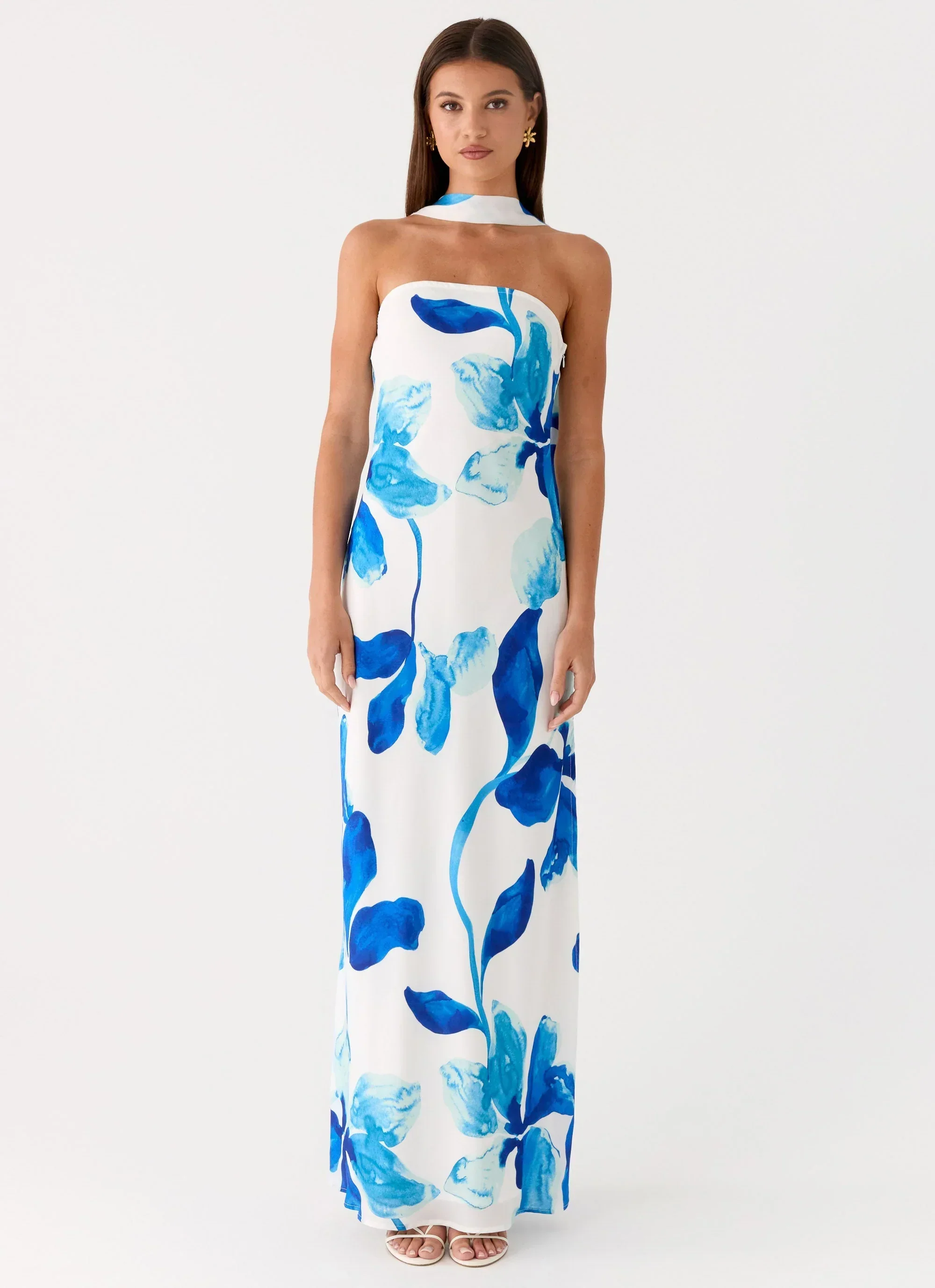 Ashelle Chiffon Maxi Dress - Cerulean Bloom