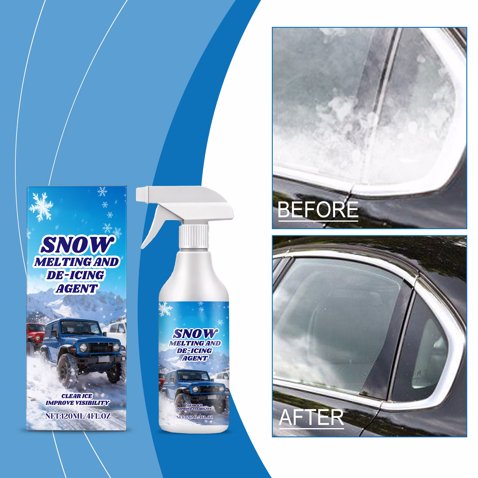 Tarmeek Windshield De-Icer Spray, Car Anti-Freeze Spray Prevents Icing and Quick Thaw Deicer, Deicer for Car Windshield