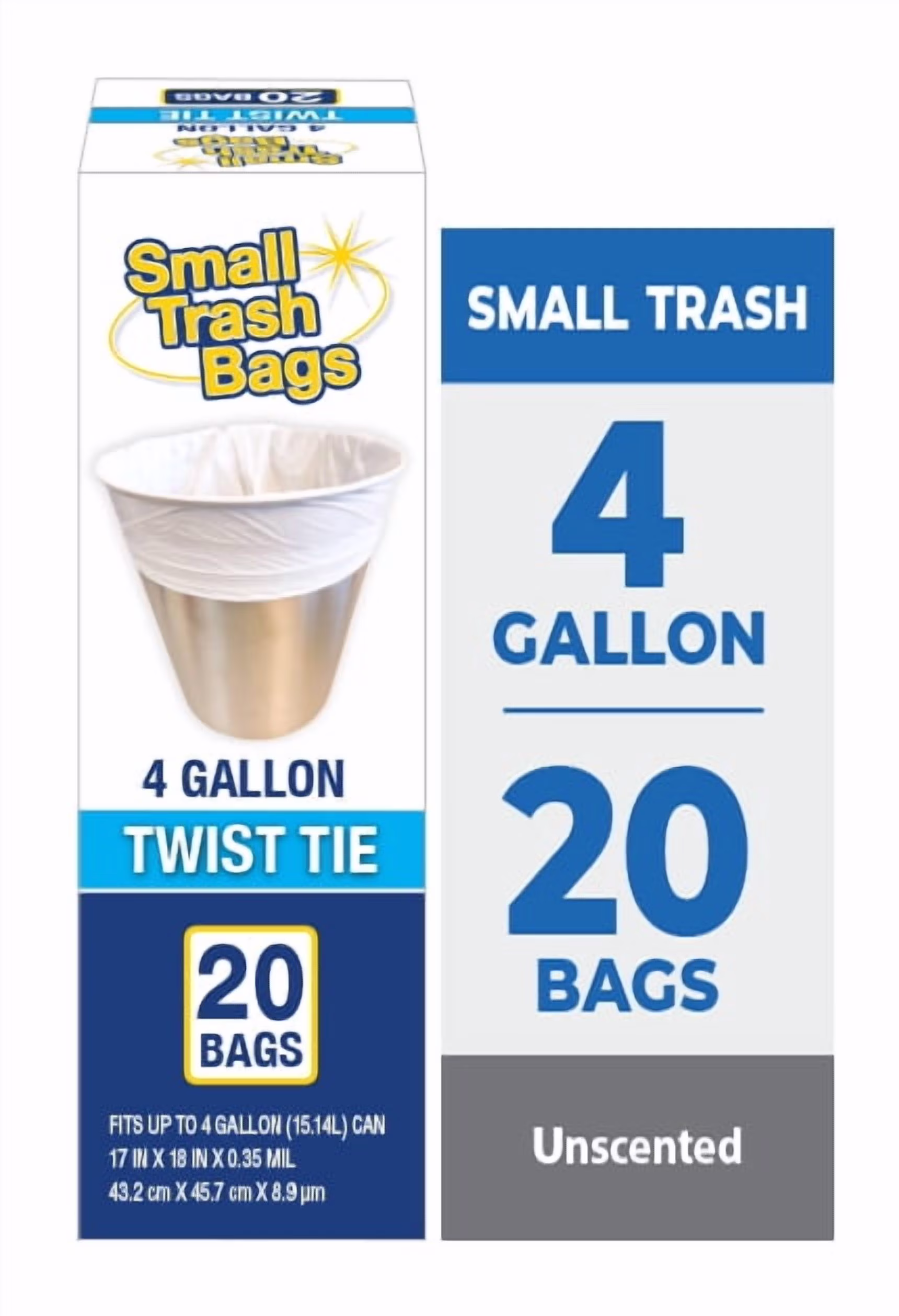 Basic 4 Gallon Twist Tie Bathroom Bags, 20 Bags