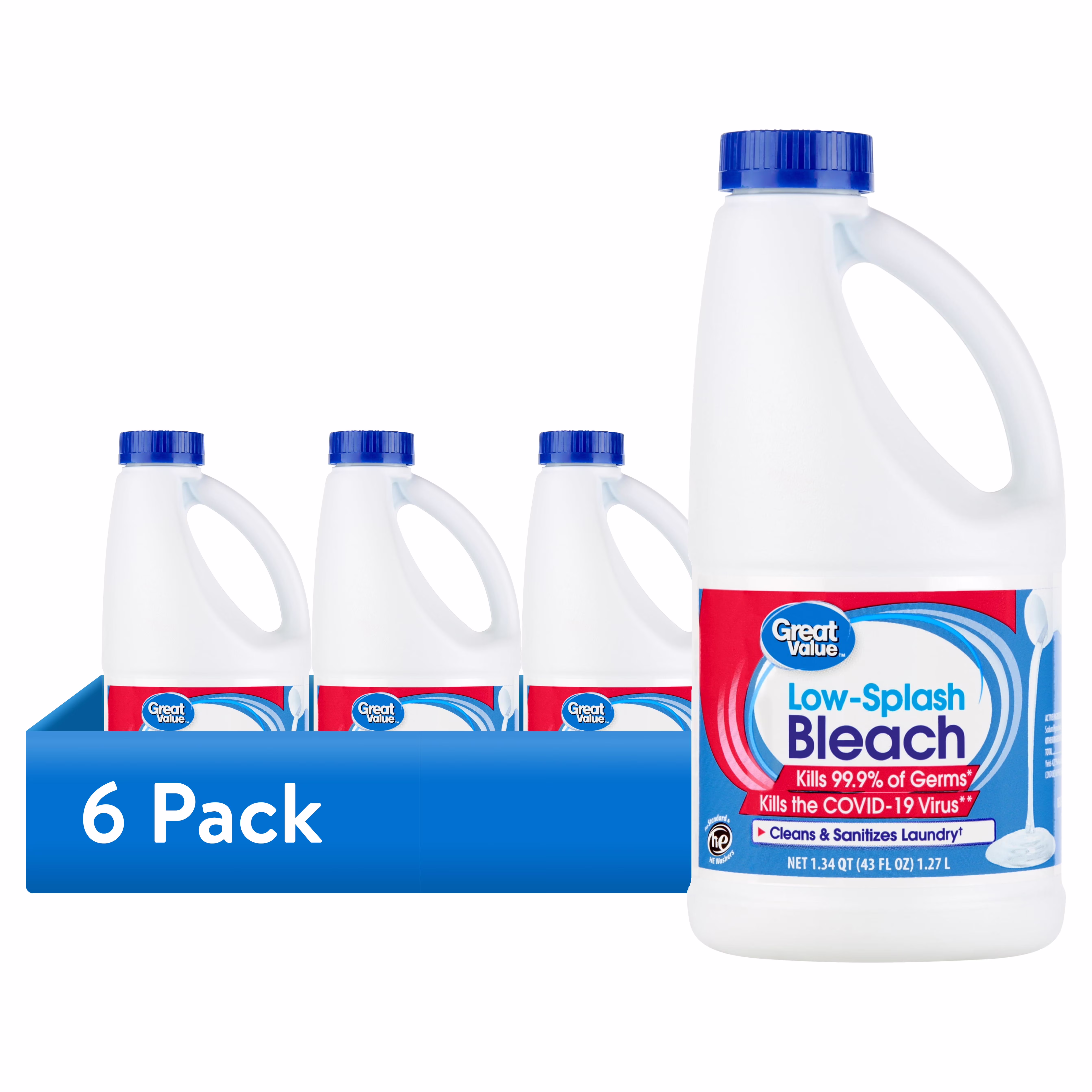 Great Value Low Splash Bleach, 43 fl oz