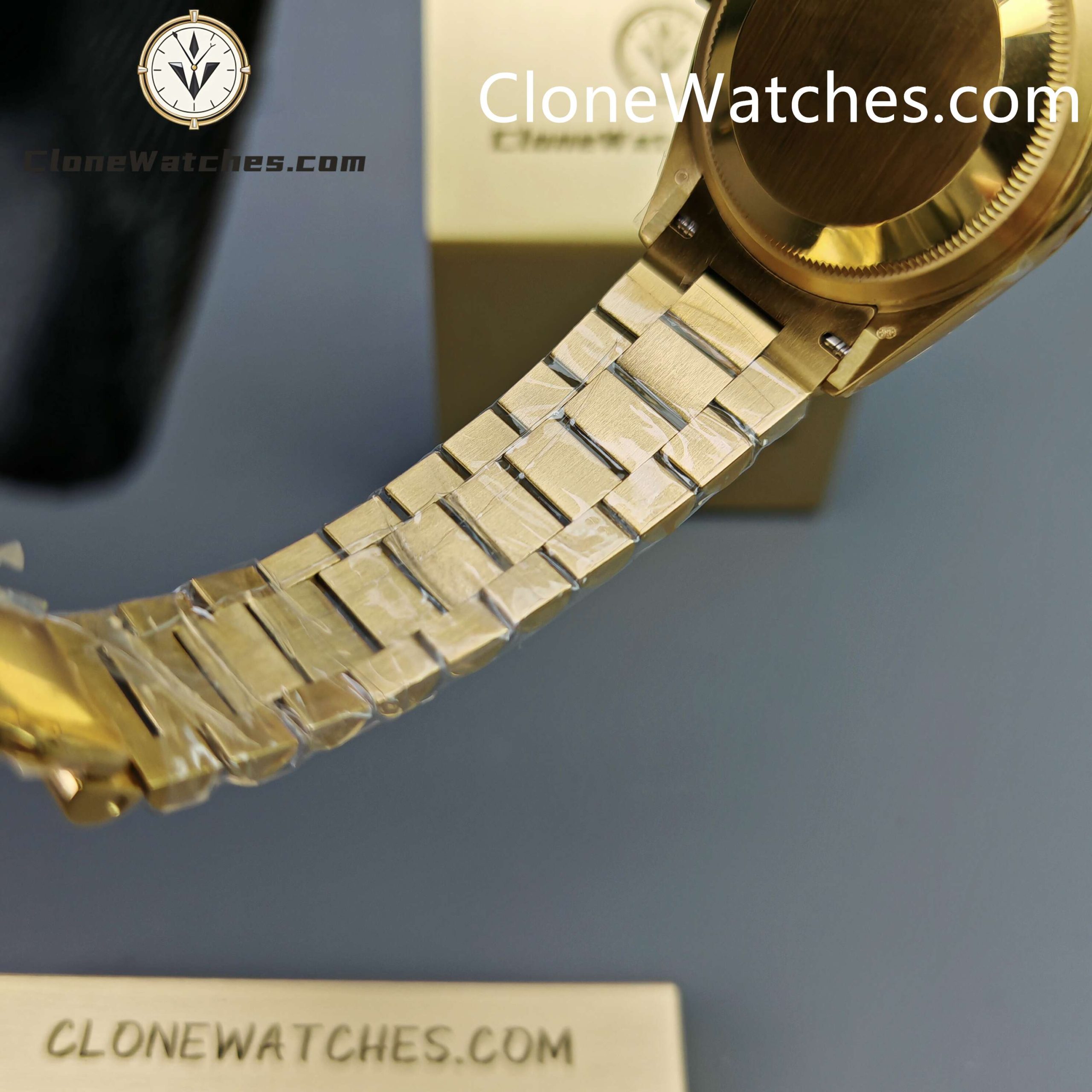 Rolex Super Clone Watches 1:1 Day Date Gold Malachite Dial 36mm 128238