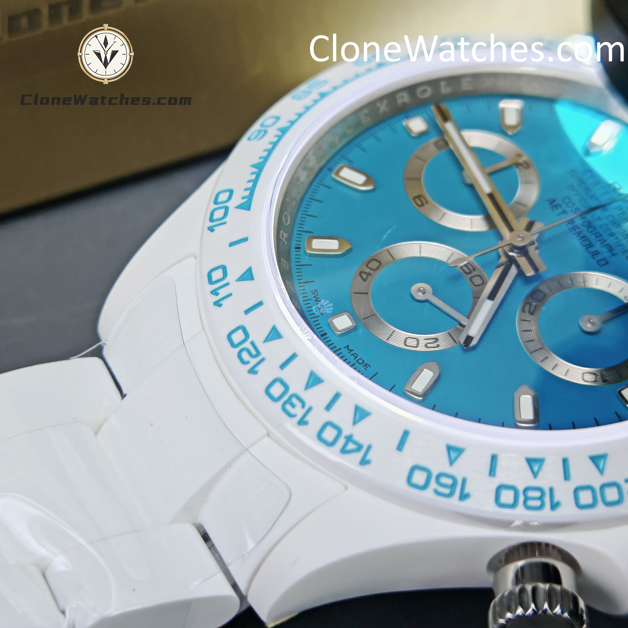 Modified Super Clone Watches 1:1 AET Rolex Daytona Full Ceramic Abu Dhabi 4130 Movement