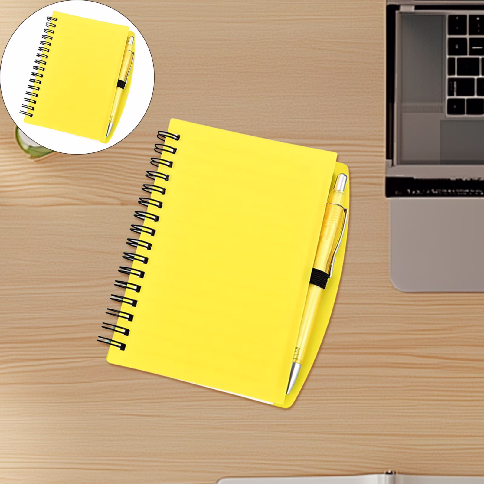 A6 Lined Spiral Notebook with Pen, 70 Sheets/140 Pages Business Notebook Journal for Women, To Do List Planner for Work, Bible Study & Meetings (A6, Yellow)