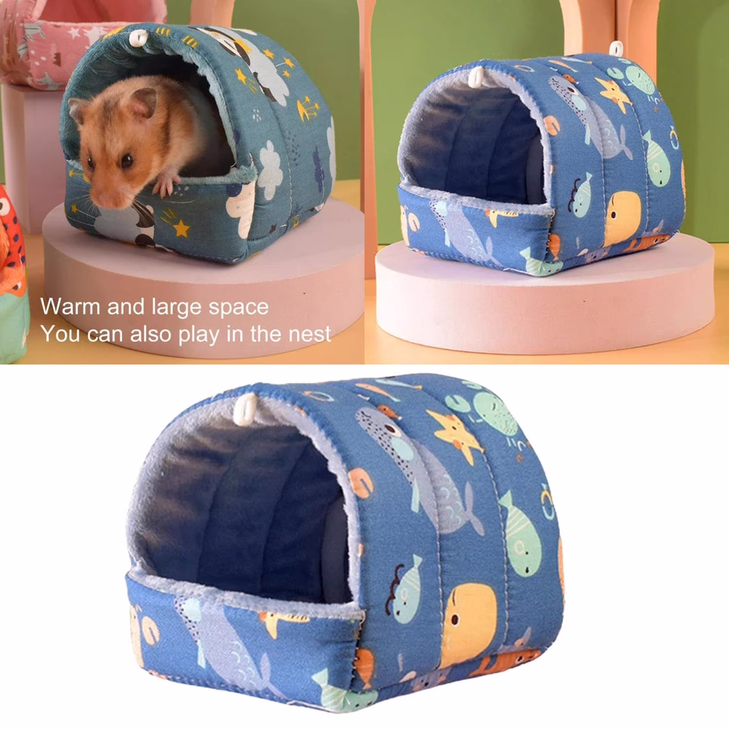 Ympkerial Cozy Small Animal Bed House Hideout with Tunnel Washable Fleece for Guinea Pigs Rabbits Hedgehogs Ferrets Chinchillas and Hamsters Indoor Use