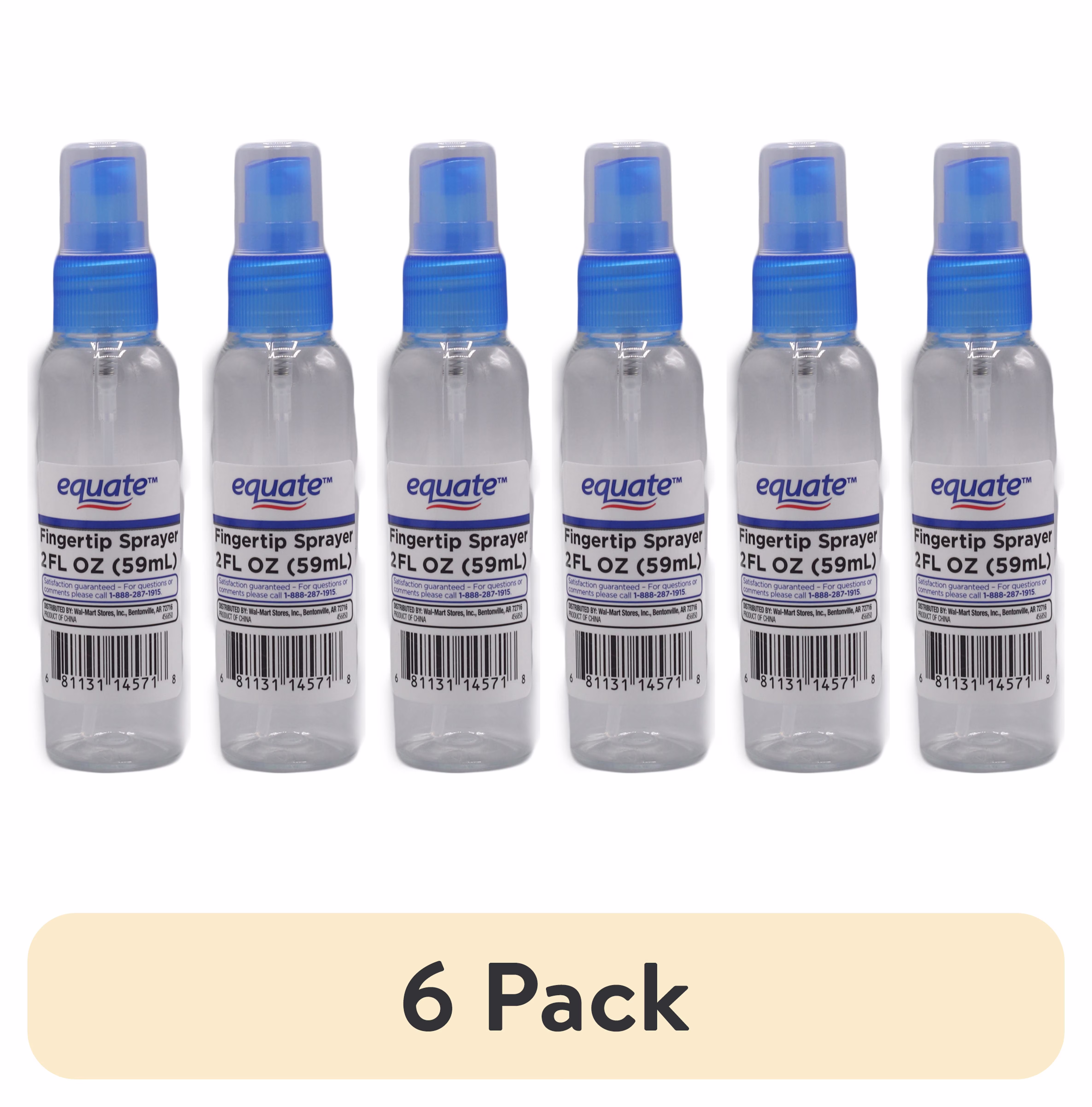 (6 pack) Equate Fingertip Spray Bottle, Color May Vary, 2 fl oz