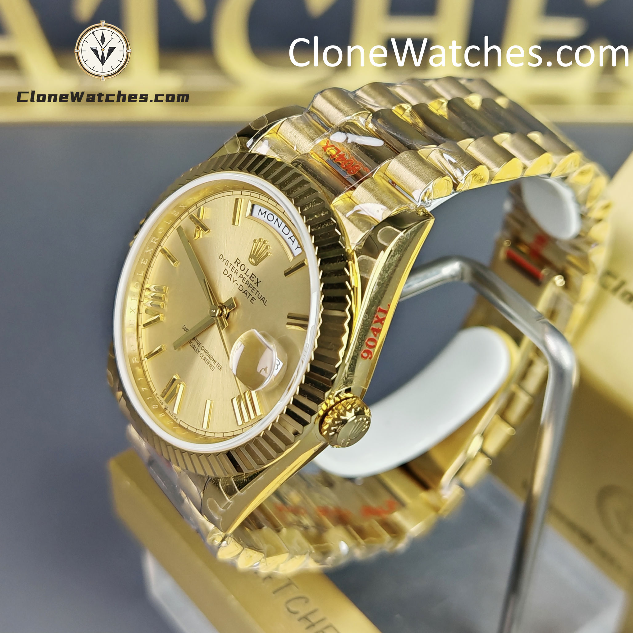 Rolex Super Clone Watches 1:1 Day Date 18K Gold 40mm M228238-0006 3255 Movement