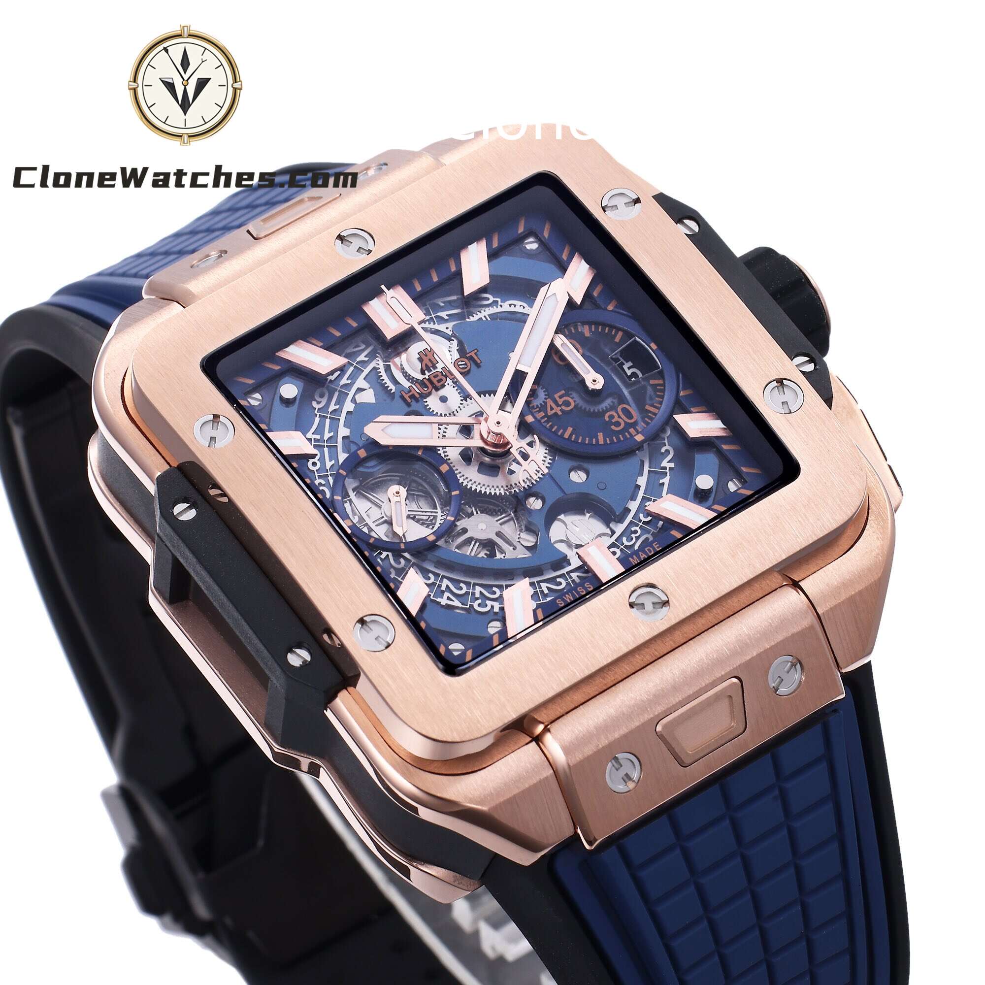 Hublot Super Clone Watches 1:1 Square Bang Unico King Gold Blue 42MM 821.OX.5180.RX