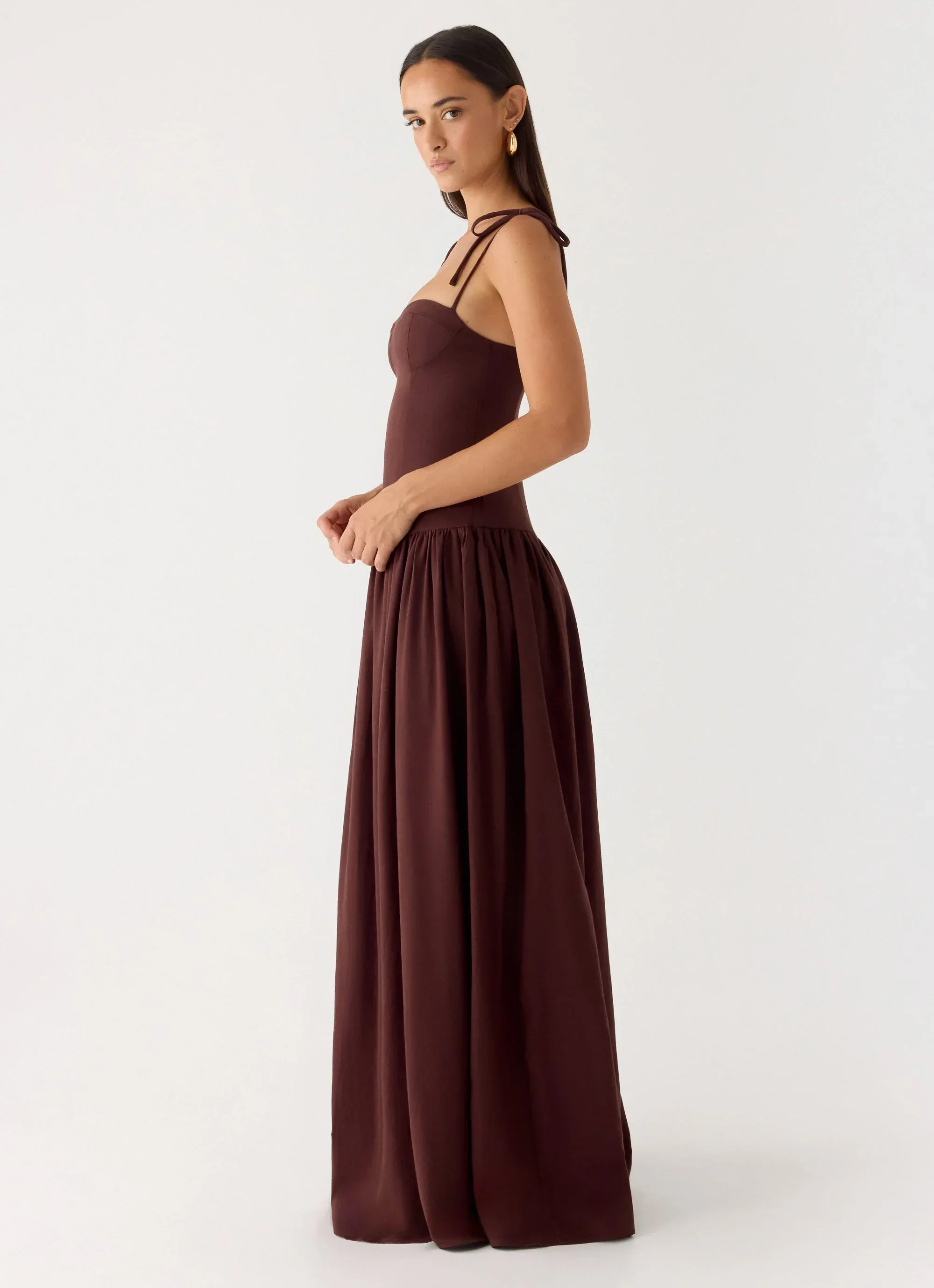 Giovanna Linen Maxi Dress - Chocolate Drizzle