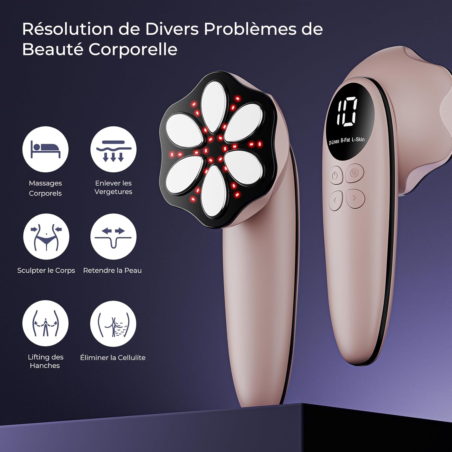 Appareil massage anti cellulite 6 têtes portable