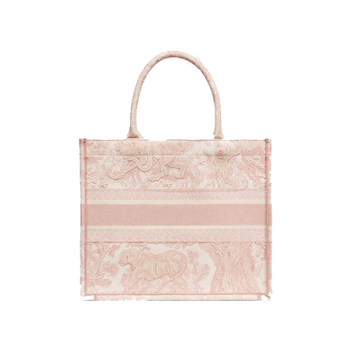 SMALL DIOR BOOK TOTE Pink Toile de Jouy Embroidery