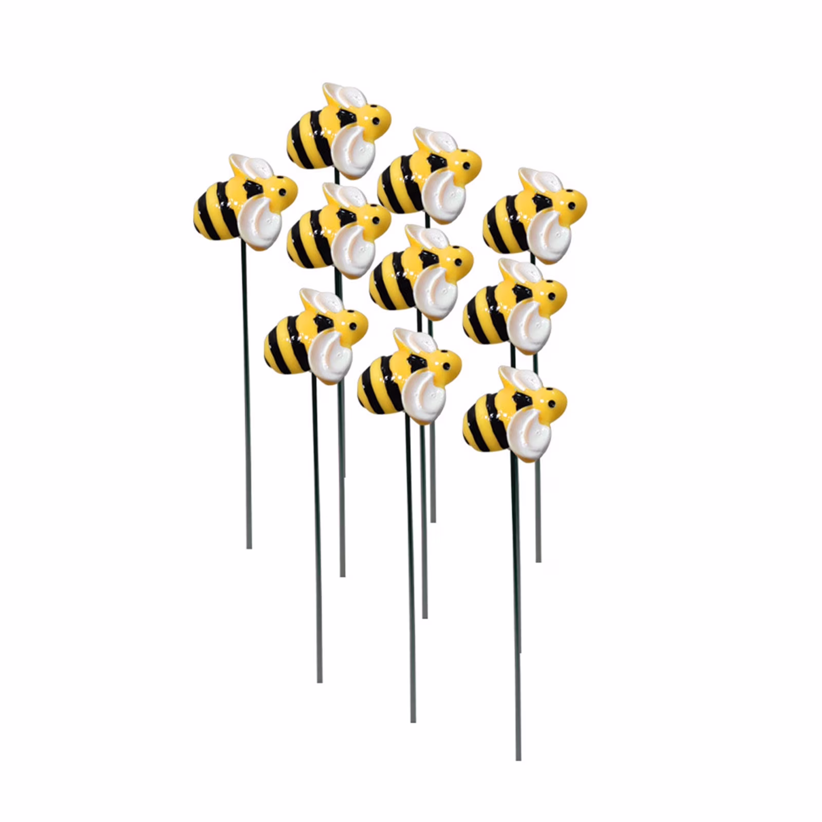 TERGAYEE Bee Garden Stakes Decor,10pcs Spring Summer Resin Bumble Bees Garden Stakes Outdoor Lawn Pathway Patio Plant Pot Metal Yard Art Ornaments