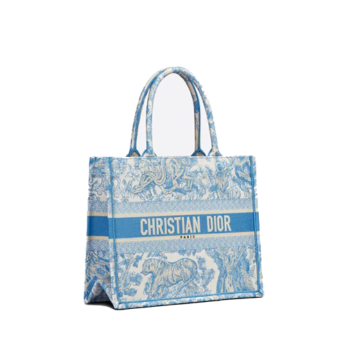 MEDIUM DIOR BOOK TOTE Cornflower Blue Toile de Jouy Embroidery