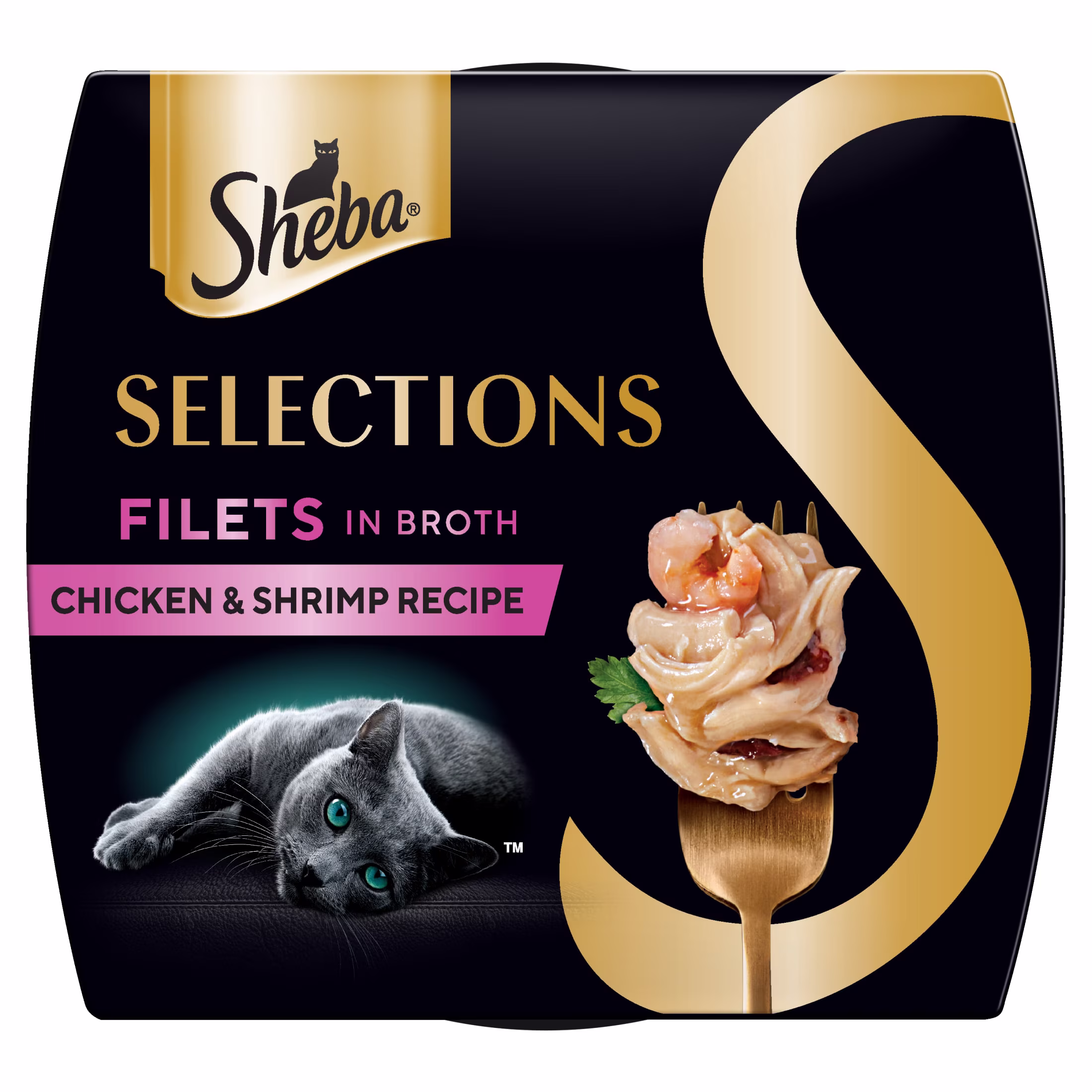Sheba Selections Filets in Broth Adult Wet Cat Meal Complement Chicken & Shrimp Recipe, 1.3 oz. Cups, 1 Count