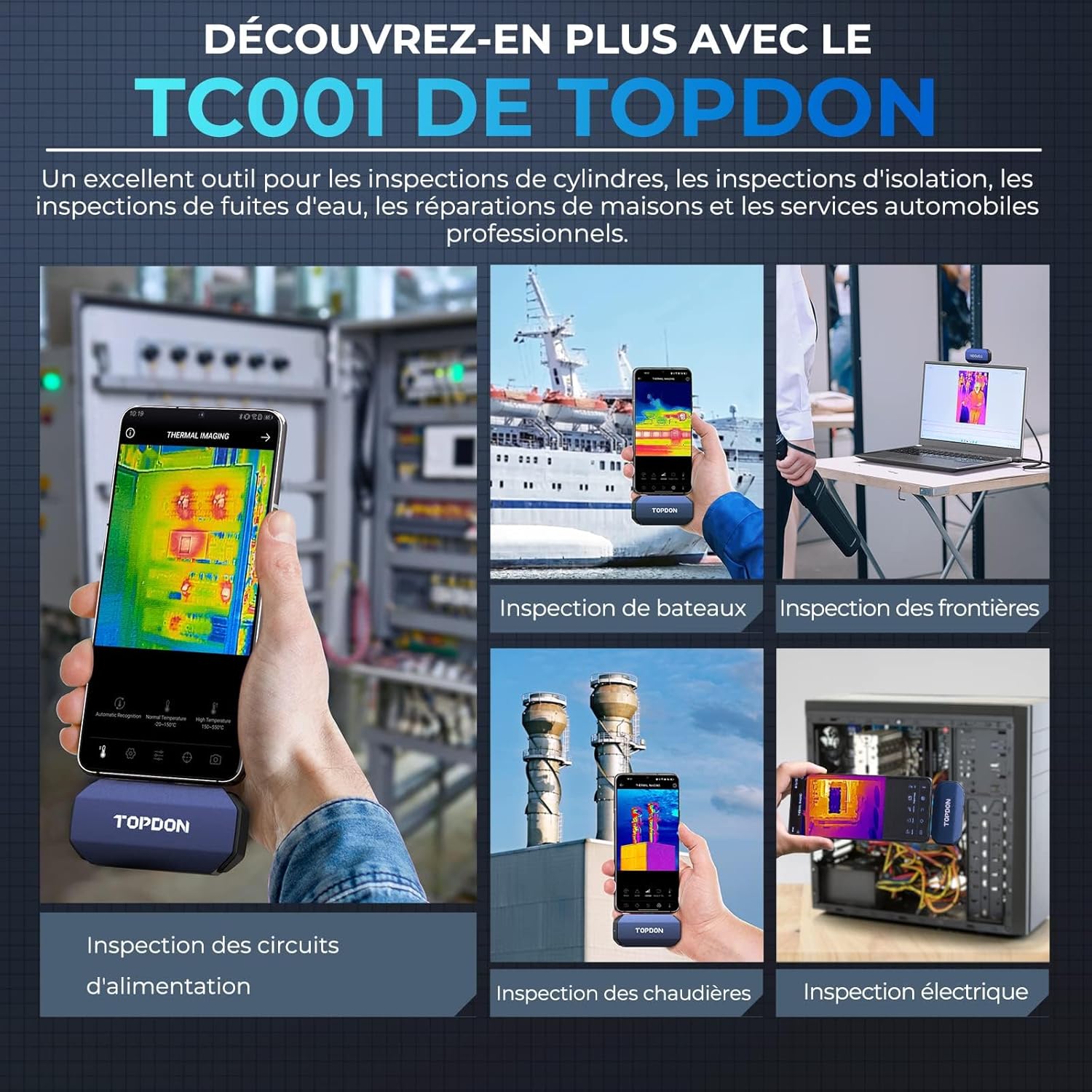 Imageur thermique TC001 caméra infrarouge USB C 512 x 384 -20 à 550°C précision 01°C
