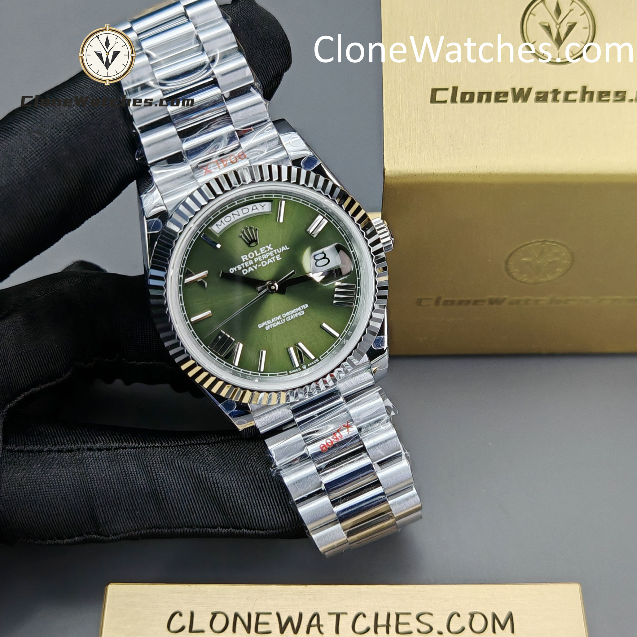 Rolex Super Clone Watches 1:1 Day Date Olive Green Dial 40mm m228239-0033 3255 Movement