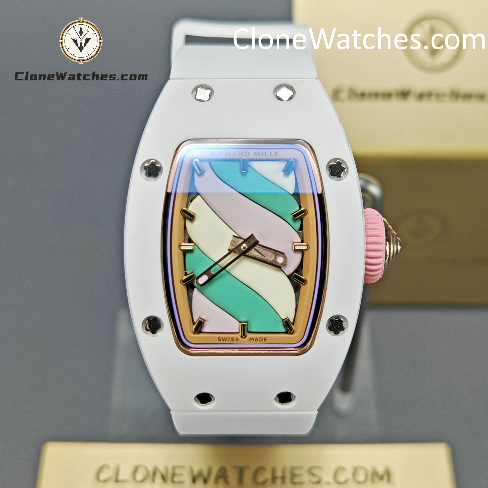 Richard Mille Super Clone Watches 1:1 RM 07-03 “Marshmallow” ATZ Ceramic/TZP White Strap