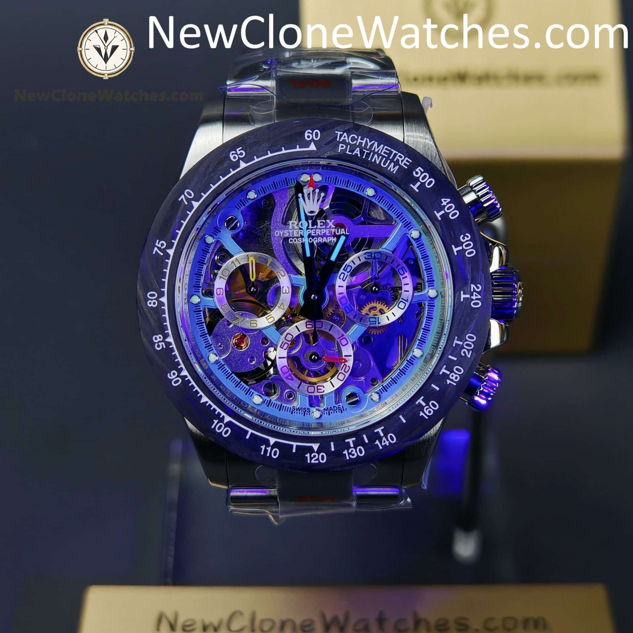 Modified Super Clone Watches 1:1 Sonic Rolex Daytona Skeleton Dial 4130 Movement