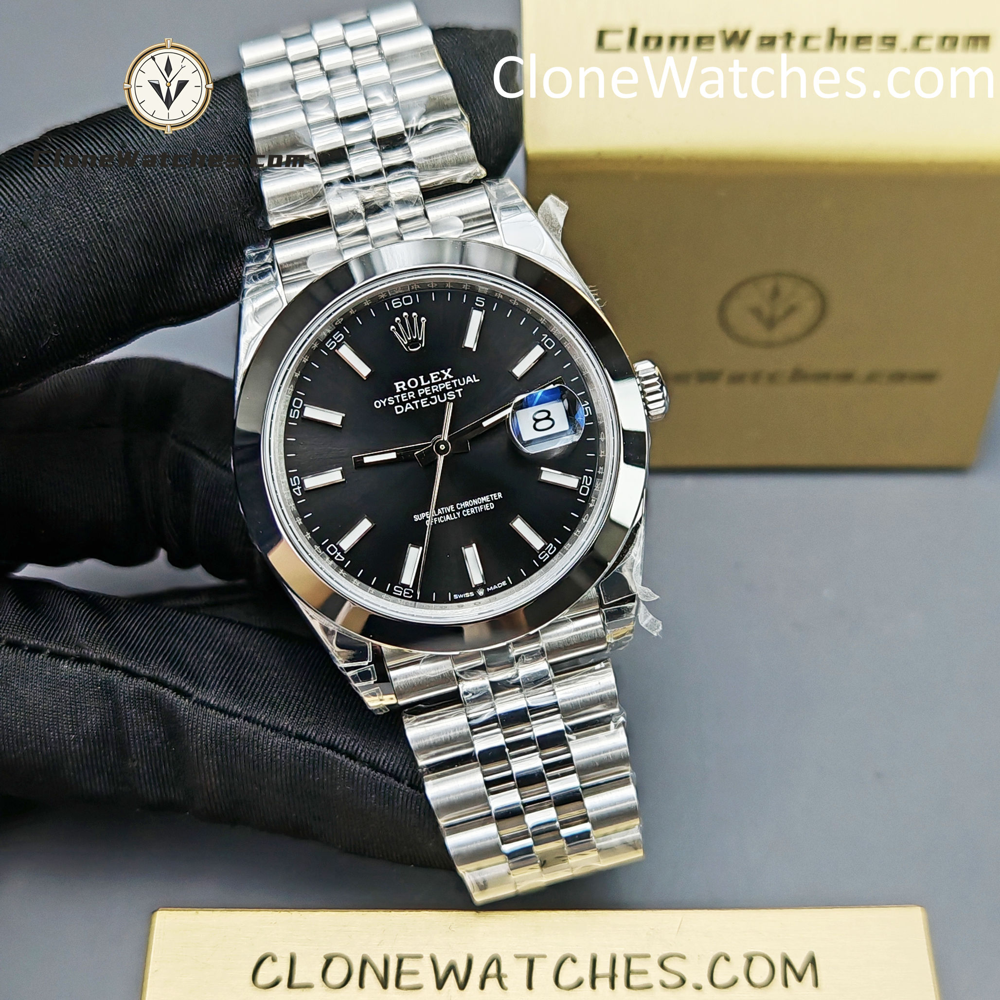 Rolex Super Clone Watches 1:1 DateJust Black Dial m126300-0012 Jubilee 41MM 3235 Movement