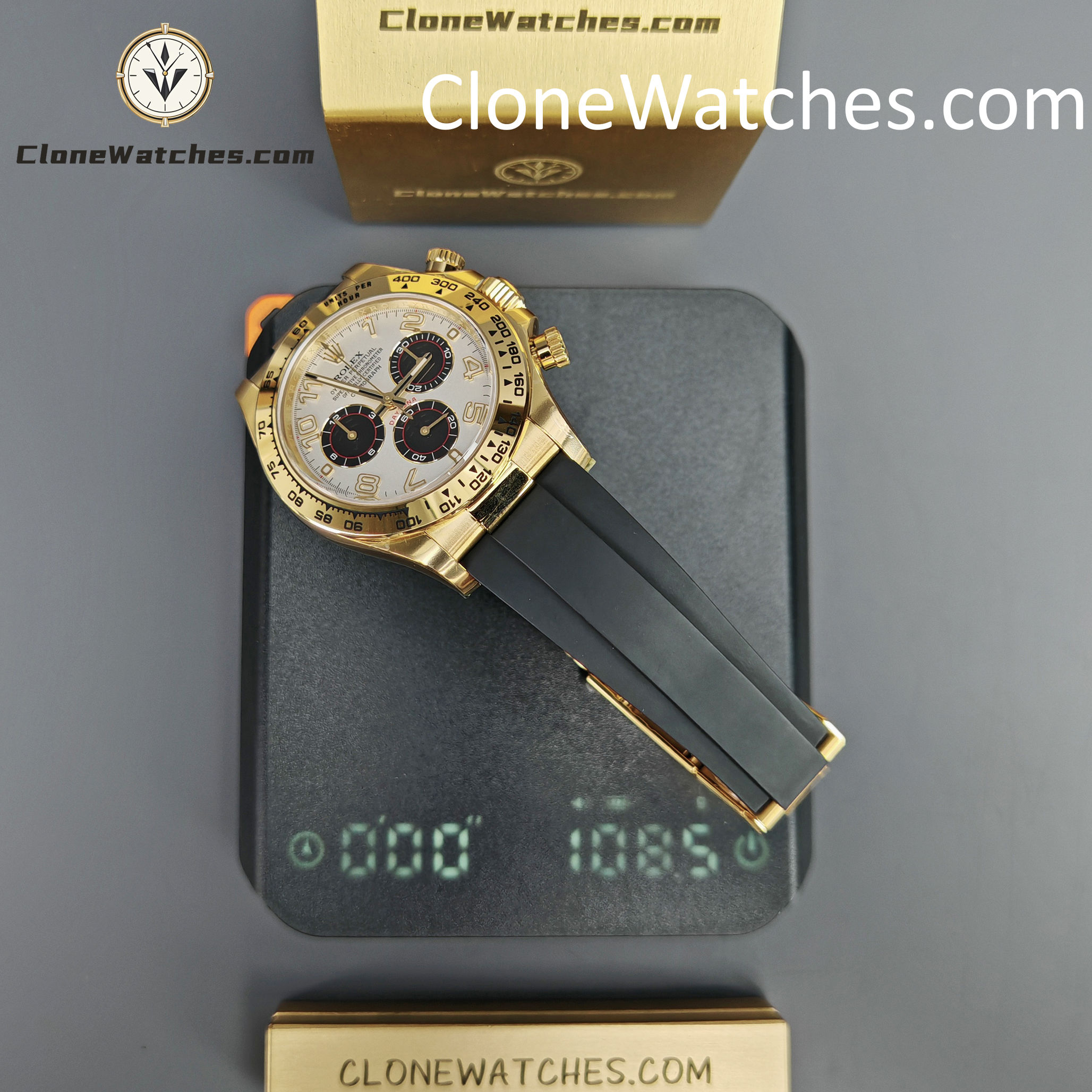 Rolex Super Clone Watches 1:1 Daytona White Arabic Dial Oysterflex Rubber Strap M116518 4130 Movement