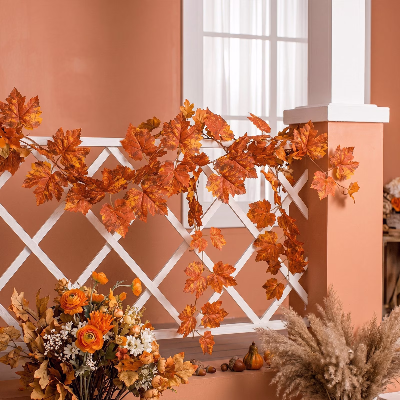 Fall Garland Maple Leaf Garland Fall Decorations for Home Mantel Fireplace Door Thanksgiving Indoor Outdoor by PALIFEUR