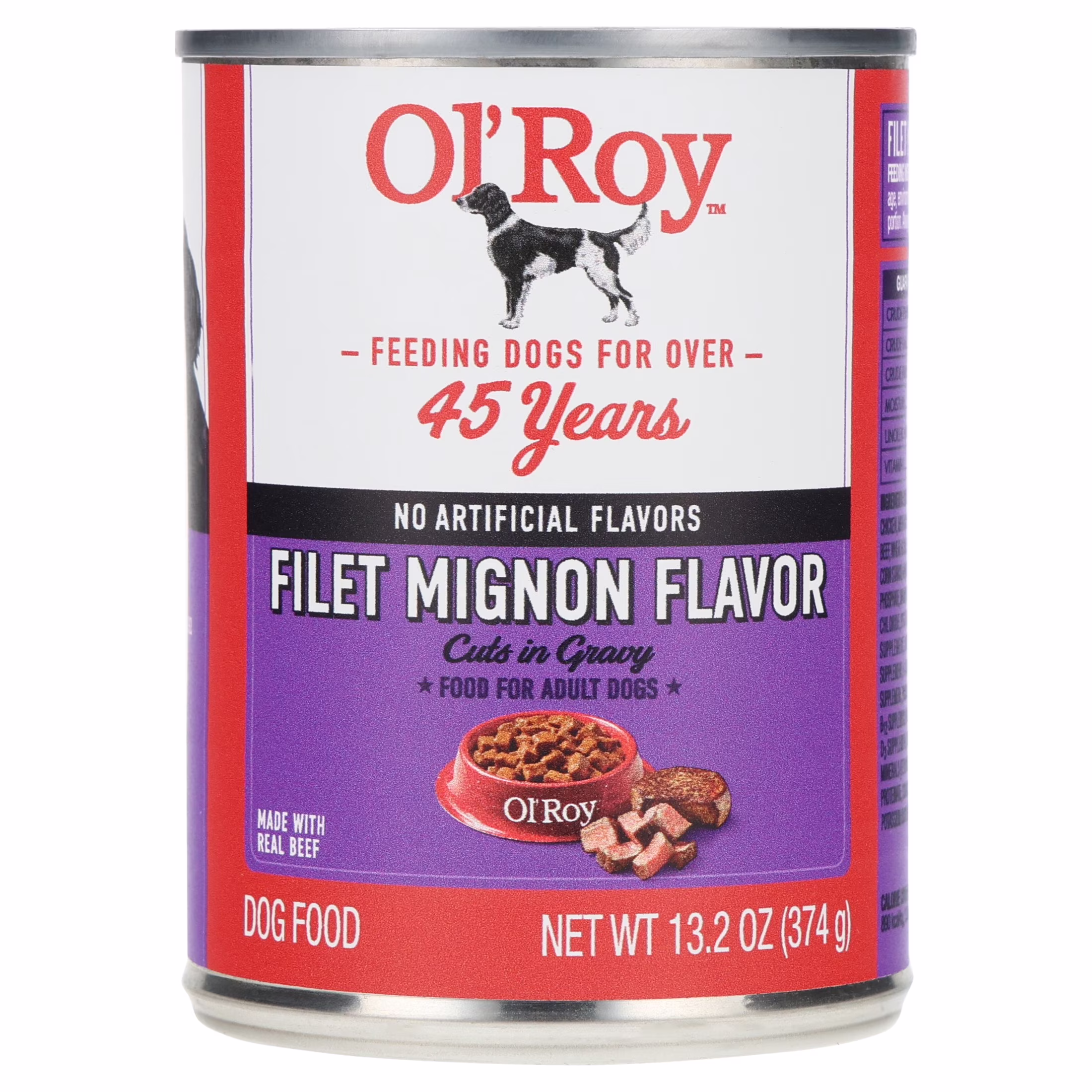 Ol' Roy Filet Mignon Flavor Cuts in Gravy Wet Dog Food, 13.2 oz Can